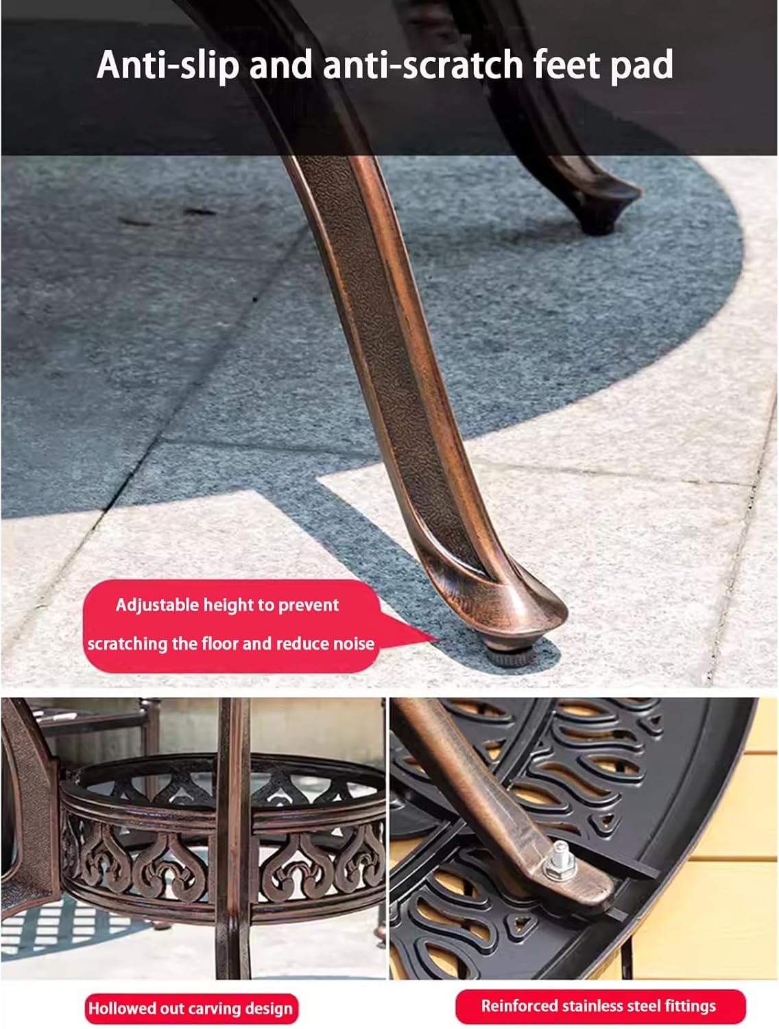 Outdoor Table Cast Aluminum Square Patio Table with Umbrella Hole All Weather Outdoor Dining Tables for Lawn Garden Backyard (150 * 90cm YLSB Long Tables)