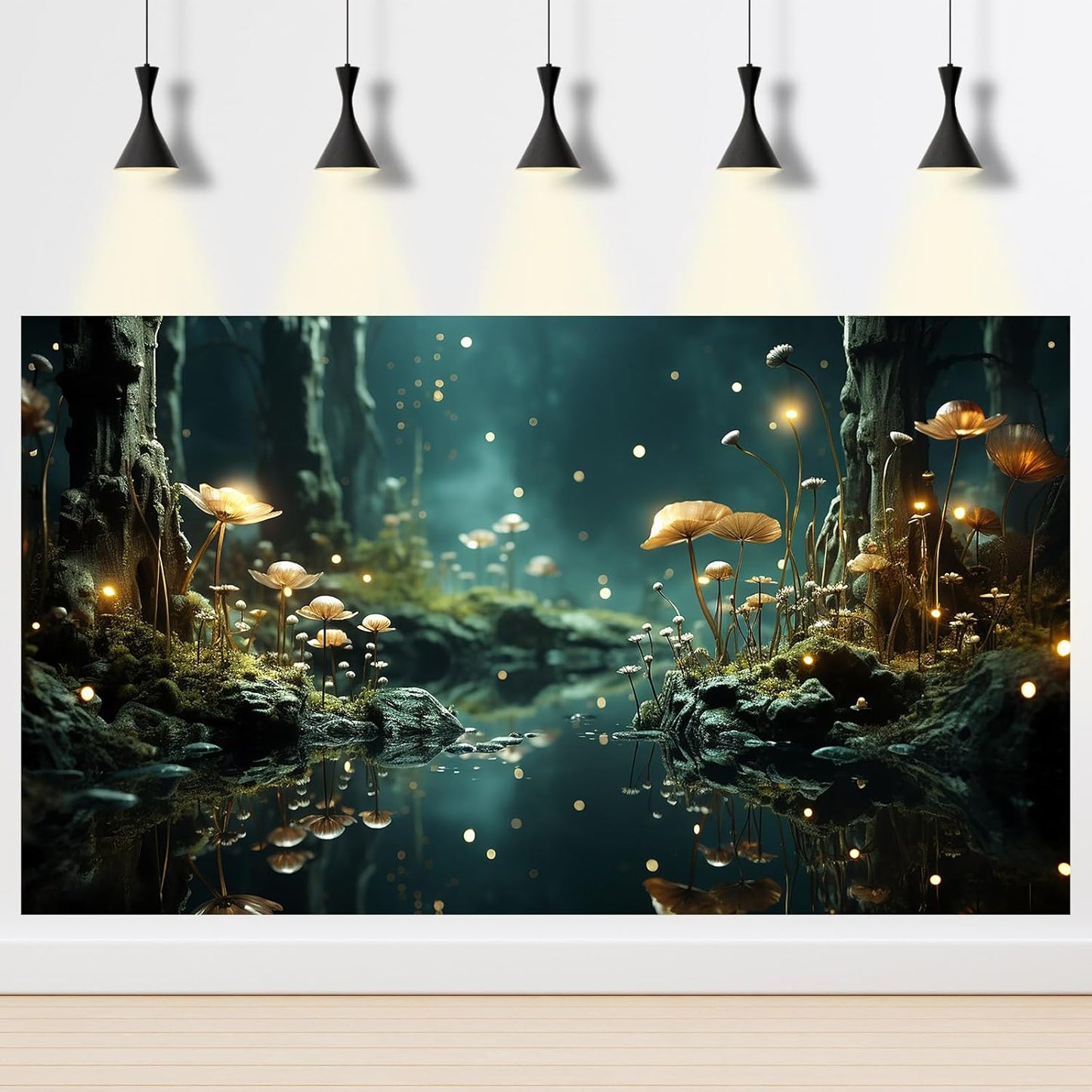 Fantasy Aquarium Background Rock Flowers Tranquil Water Scene Terrarium Backdrop Fantasy Lights Fish Tank Background Reptile Habitat Backdrop Aquarium Poster Wallpaper Decor Vinyl 36x18in