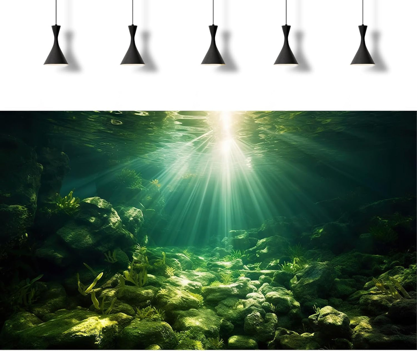 Underwater Sunray Aquarium Background Deep Ocean Rock Cave Fish Tank Background Under The Sea Coral Reef Aquarium Backgrounds Ocean Floor Tropical Fish Terrarium Backgrounds 30x12in