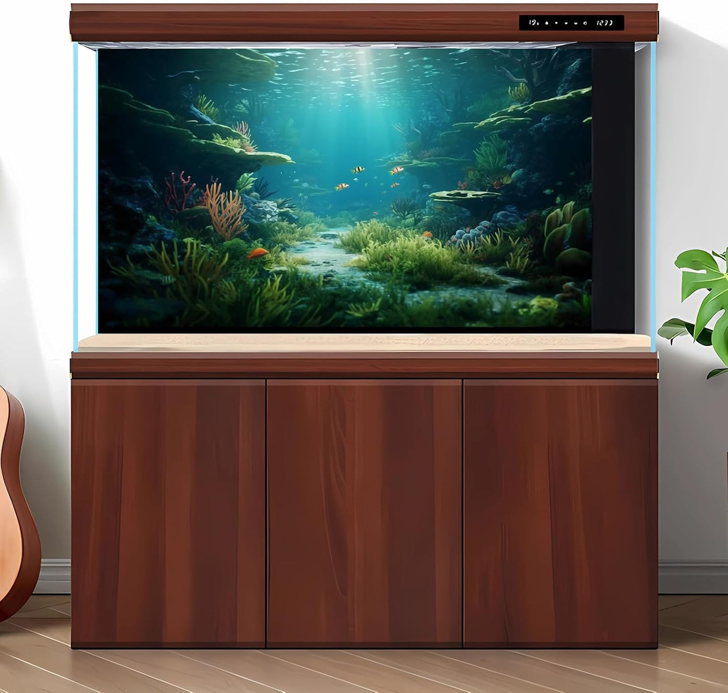 Ocean Floor Fish Tank Background Under The Sea Coral Reef Aquarium Background Underwater Aquatic Plants Corals Rock Cave Terrarium Backgrounds Tropical Fish Ocean Aquarium Backgrounds Decors 36x20in