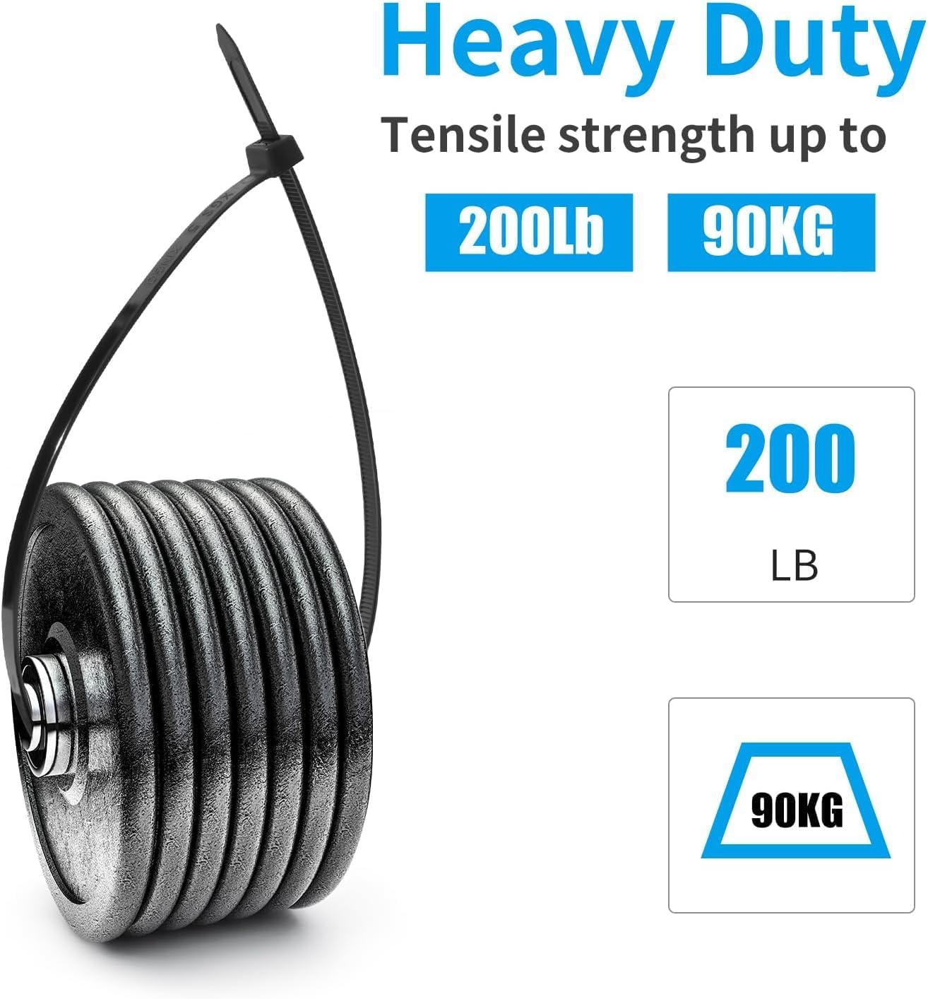 XINGO 16 Inch Black Large Zip Ties Heavy Duty 500 Pack, 200 LBS Ultra Strong Plastic Wire Ties, Large Cable Ties Extra Long Tie Wraps, Indoor and Outdoor UV Resistant