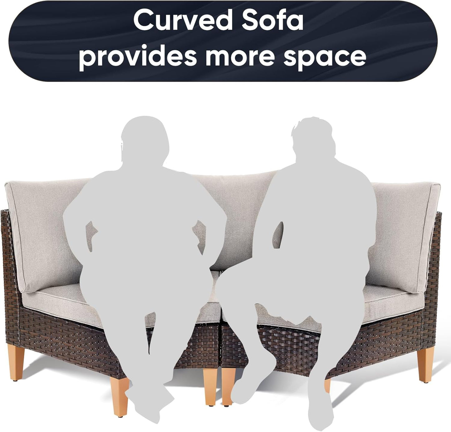 HUMMUH 12 Pieces Patio Furniture Set,Outdoor Half-Moon Sectional Couches Swivel Patio Chairs with Ottomans,All Weather PE Wicker Patio Conversation Sets for Garden Porch Backyard