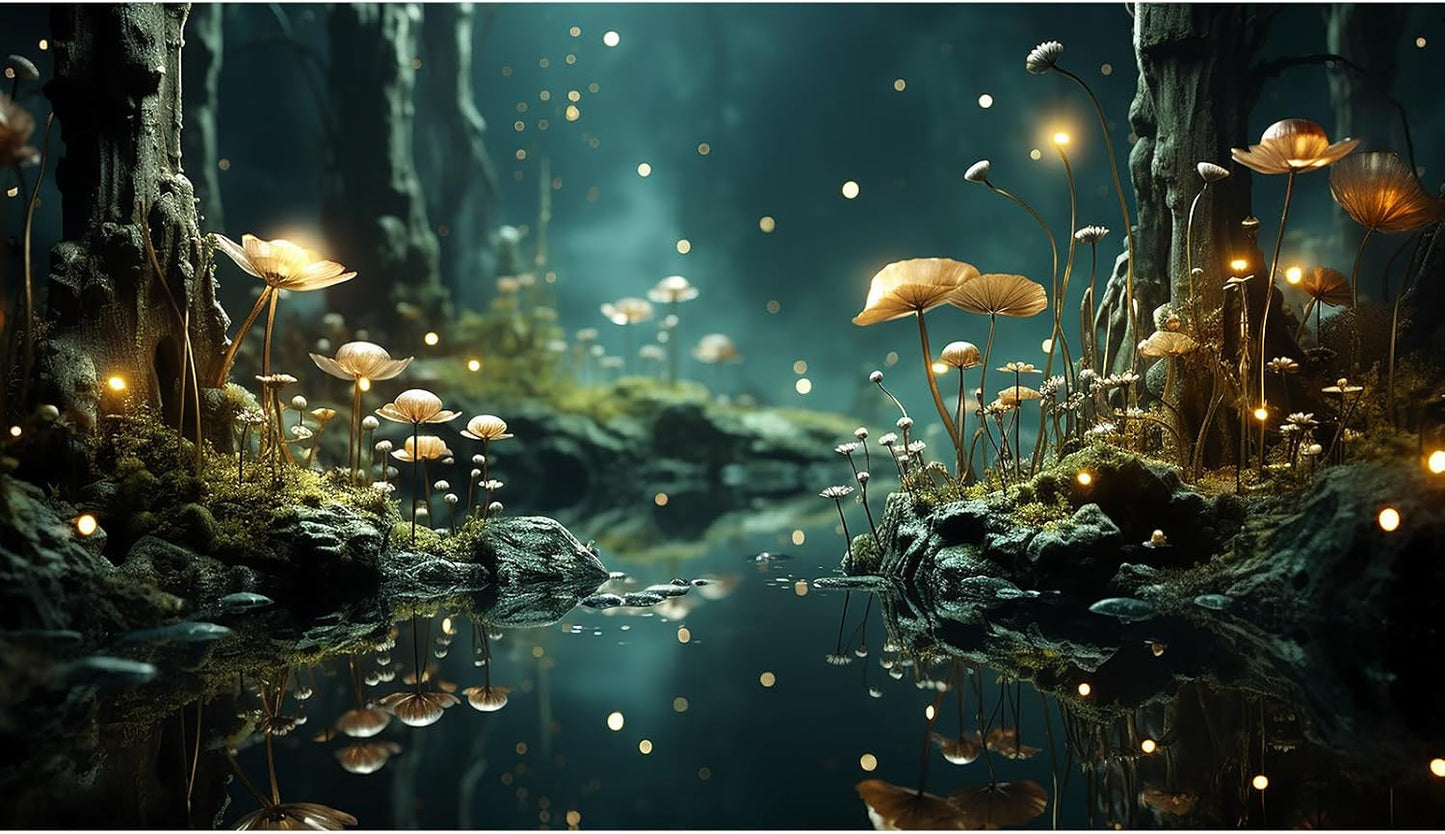 Fantasy Aquarium Background Rock Flowers Tranquil Water Scene Terrarium Backdrop Fantasy Lights Fish Tank Background Reptile Habitat Backdrop Aquarium Poster Wallpaper Decor Vinyl 36x20in