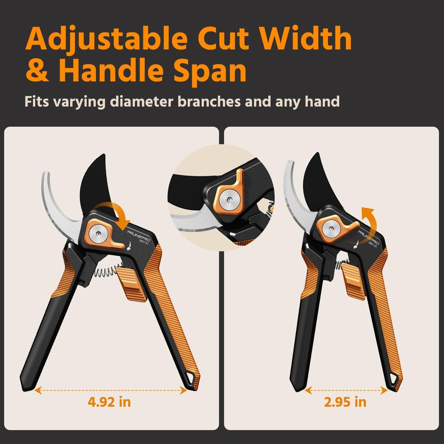 PrunePro Pruning Shears for Gardening Professional Bypass Hand Pruner Stainless Steel Sharp Blade Garden Scissors Plant Flower Garden Clipper Orange 1 Pack