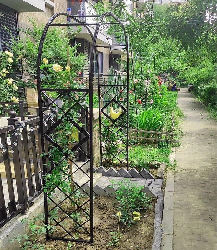 Heavy Duty Steel Garden Arbor & Trellis Arch for Grape Vines Climbing Plants Pergola Outdoor Theme Decoration Archway 180cm 260cm 340cm 140cm (Color : Black, Size : 71" W x 91" H)