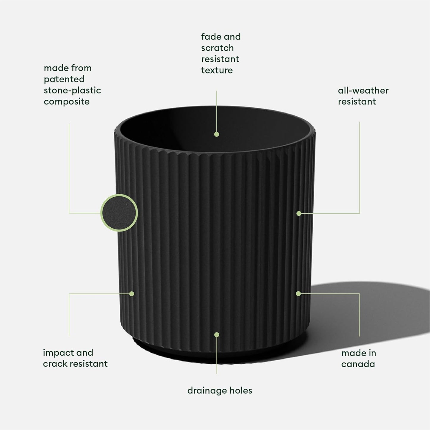 Veradek Demi Series Round Planter for Porch, Patio, Backyard | Durable Plastic-Stone Composite Material | Modern Décor for Tall Plants, Flowers