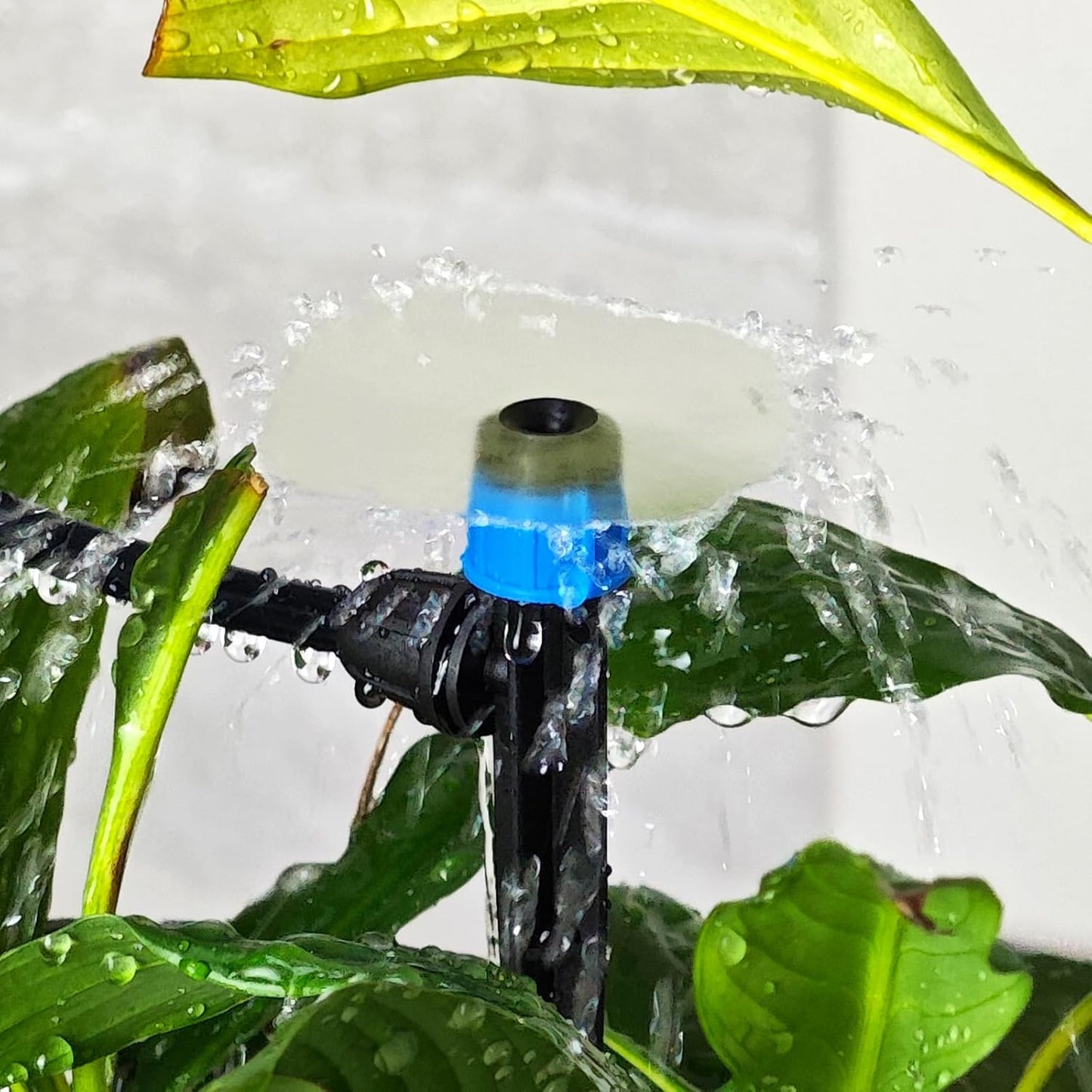 25 Pieces Drip Emitters Fan Shape with Stake for 1/4" Irrigation Tubing: Adjustable 360 Degree Water Flow Irrigation Universal Vortex Sprayer On 5" Stake Drip Pipe Sprinklers Fittings