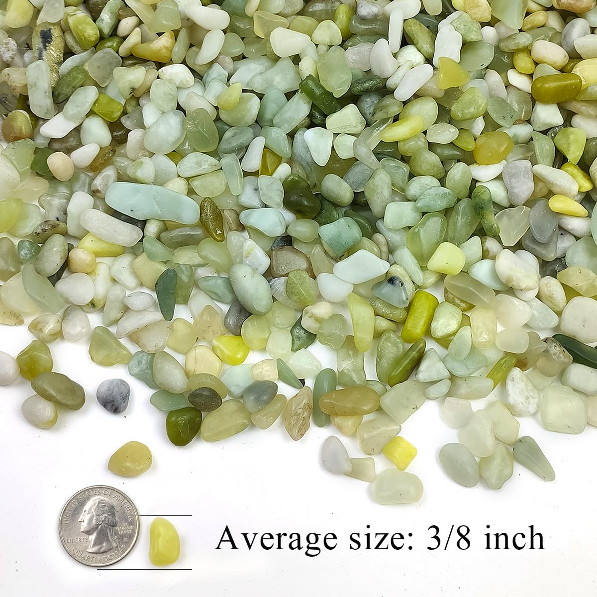 5LB Succulent Jade Pebbles, 3/8 Inch Natural Decorative Polished Stones, River Rocks for Vase, Flowerpot, Indoor and Garden Decoration