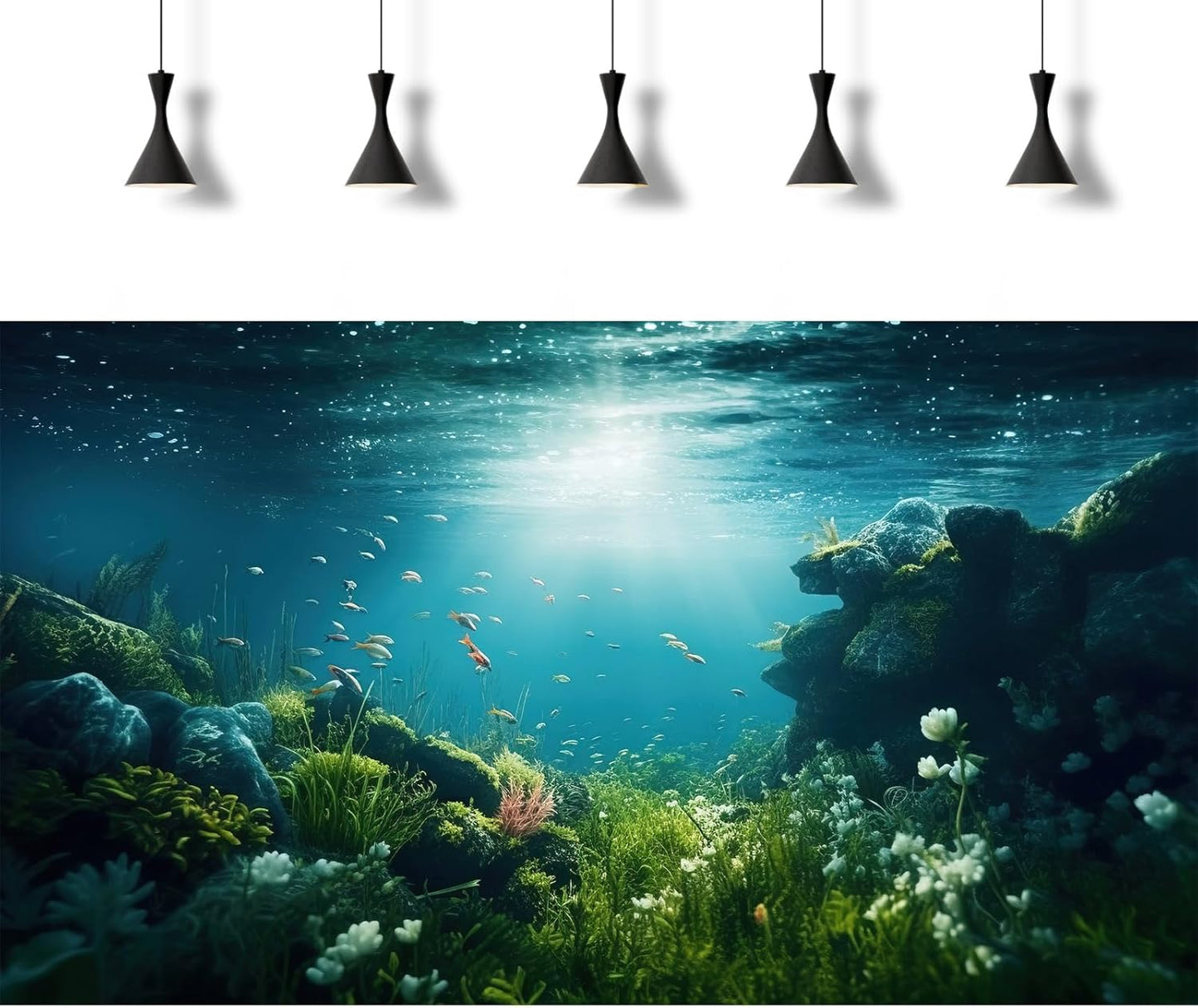 Underwater Aquarium Background Under The Sea Fish Tank Background Ocean Floor Green Aquatic Plants Aquarium Backgrounds Deep Sea Sunray Tropical Fish Aquarium Tank Backgrounds 48x18in
