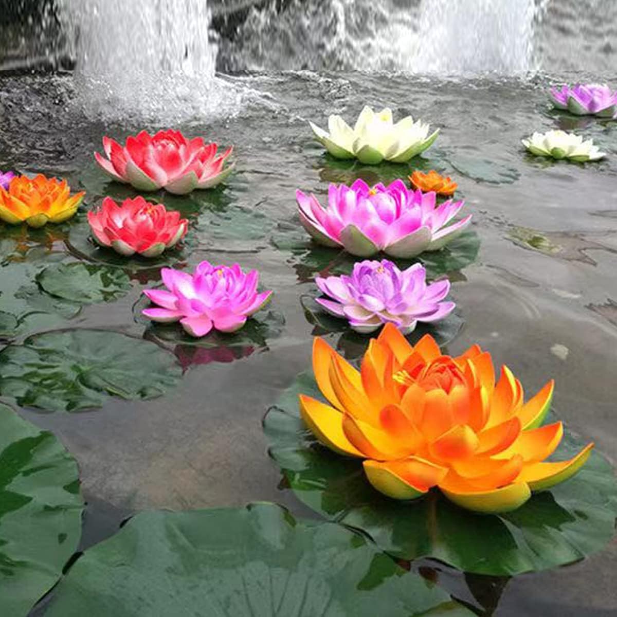 FZBNSRKO Artificial Lotus,4PCS 7.1" Inch Floating Foam Lotus Flowers for Pool,Realistic Water Lily Pads for Home Outdoor Patio Pond Wedding Party Decorations,Water Pink
