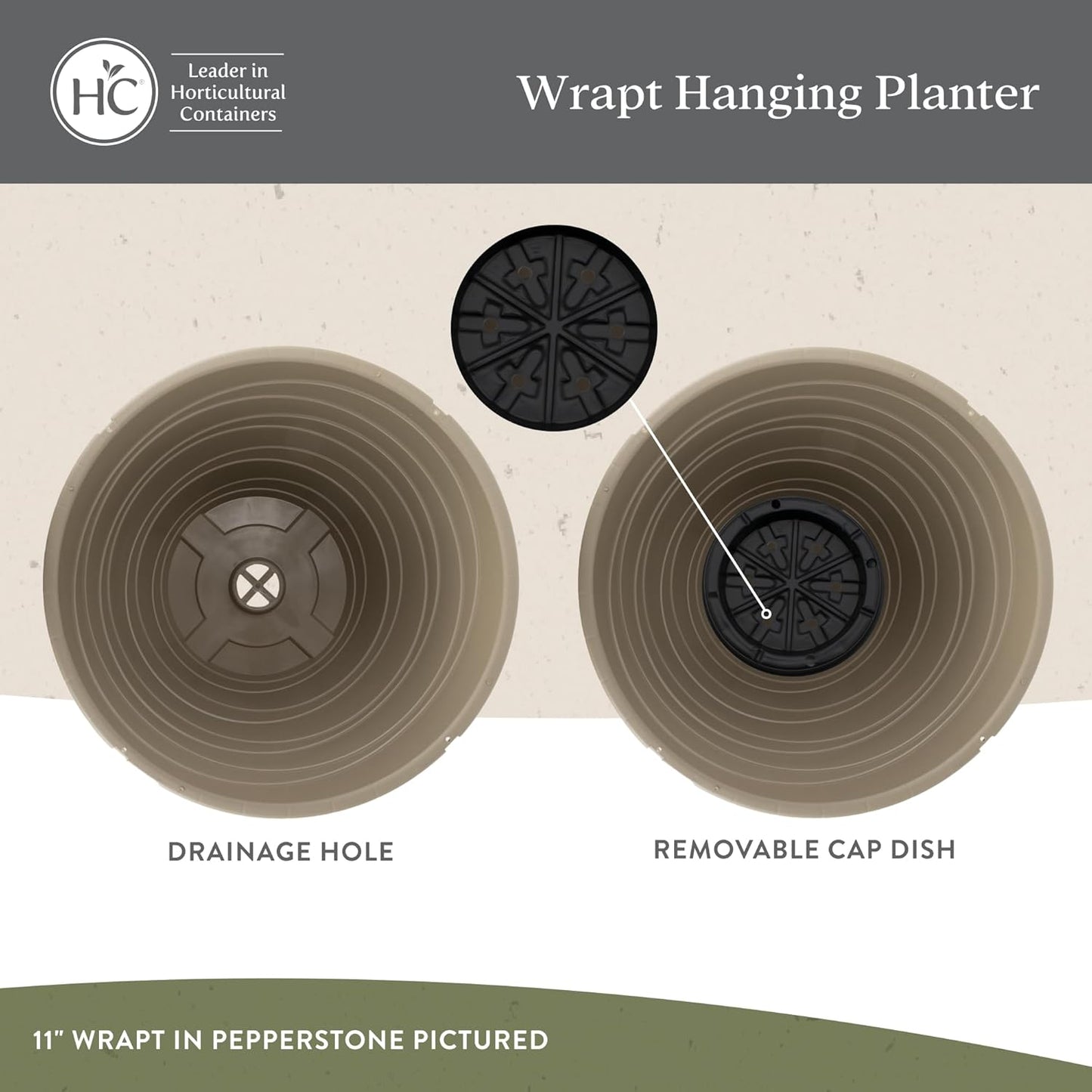The HC Companies Wrapt Hanging Planters - Lightweight Plant Pot Hanger for Hanging Plants, Vegetables & Herbs - Outdoor & Indoor Hanging Basket for Plants (13" Green, Pack of 2)