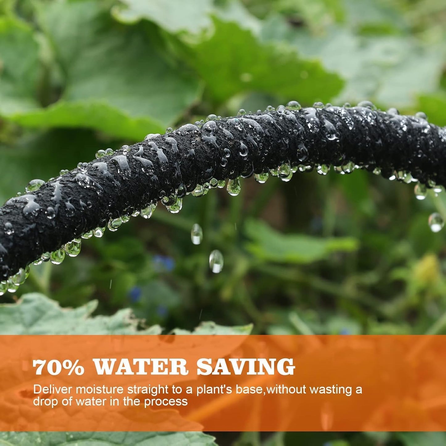 Soaker Hose, 1/2" x 150 FT Round Rubber Garden Soaker Hose, Heavy Duty Water Seeper Soaker Hoses for Foundation Watering, Garden Beds, Garden, Lawn and Plants