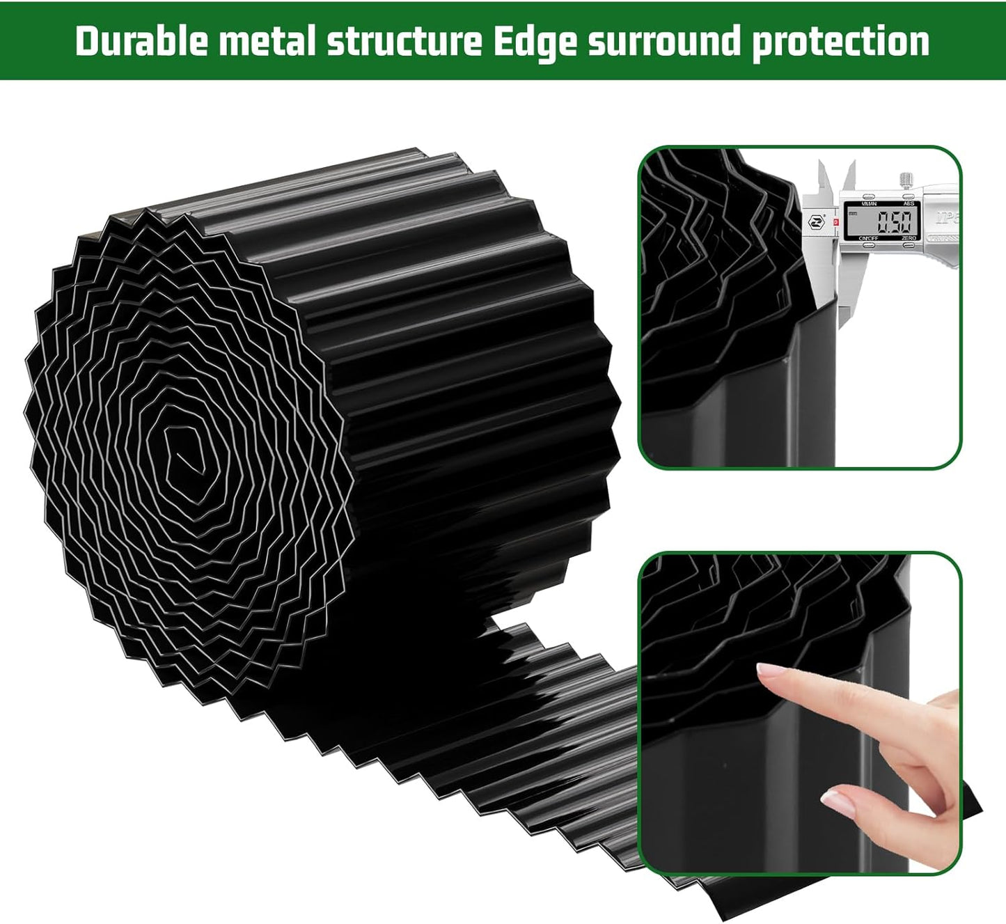 SnugNiture Corrugated Metal Garden Edging,6" x 20' Sturdy Lawn Edging Border,Landscape Edging Border for Lawn, Flower Bed,Garden and Yard