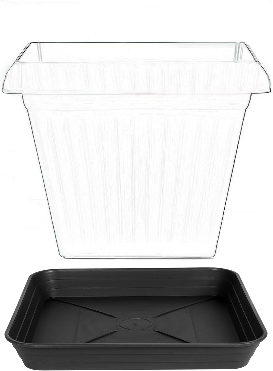 Square Plant Saucer Tray 8 inch 2 Pack, Heavy Duty Plastic Square Plant Saucers for Indoors Outdoor, Flower Planter Drip Trays for Pots, Seed Starting Tray