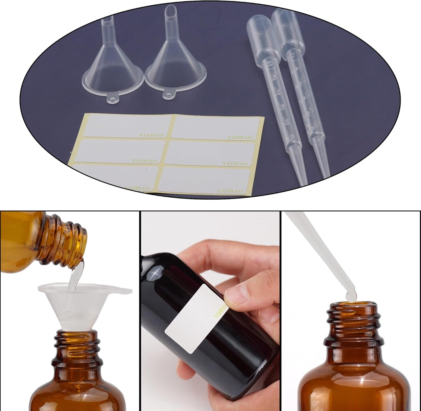 YIZHAO Clear Glass Spray Bottles 4oz, with Small Fine Mist Spray, Metal Cap, Refillable for Essential Oil,Travel,Cleaning,Perfume,Aromatherapy,Makeup – 4 Pcs