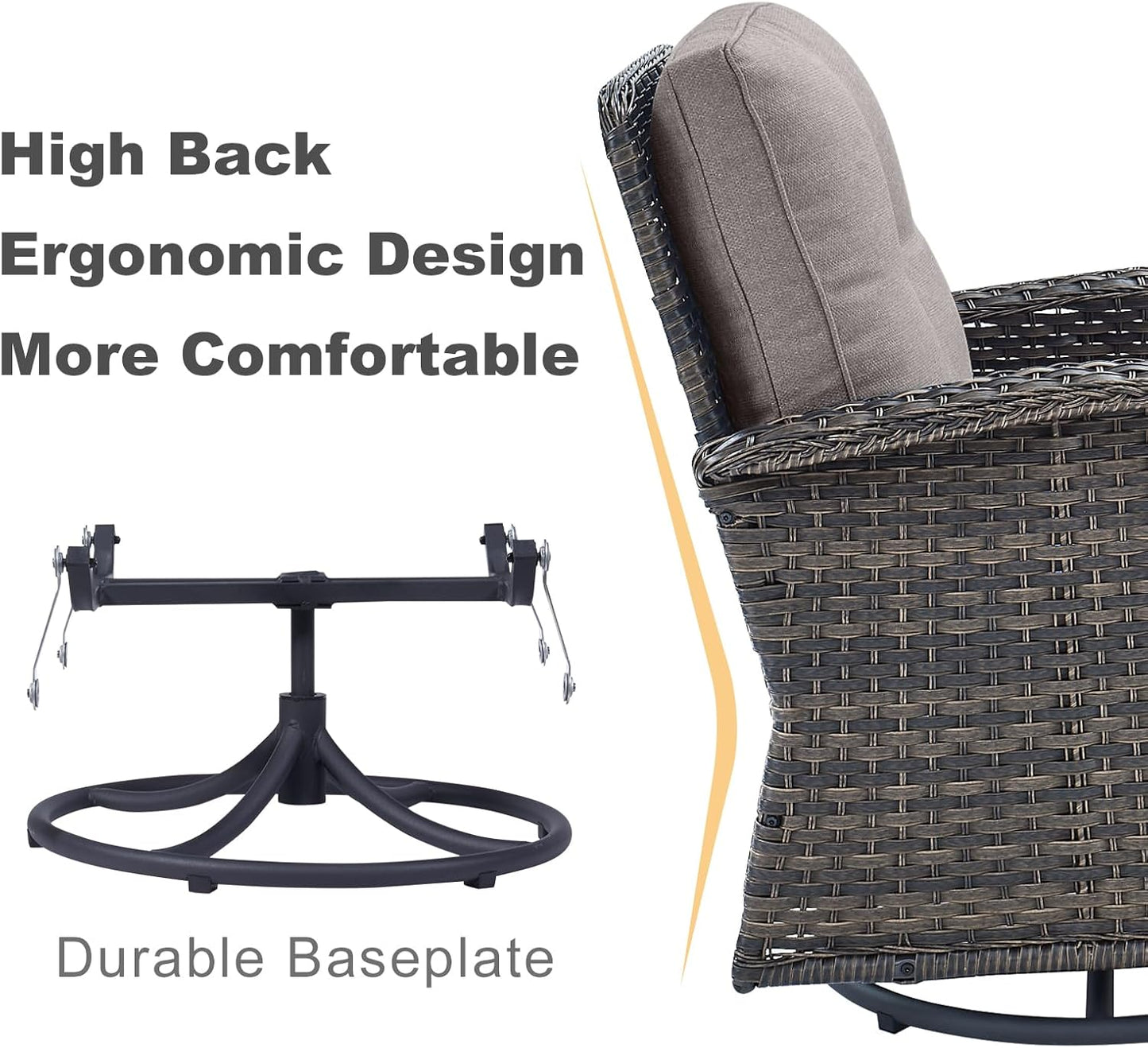 HUMMUH 7-Piece Outdoor Patio Furniture All-Weather PE Wicker Outdoor Conversation Set-Patio Couch Swivel Rocker Chairs with Ottomans Tables for Backyard,Poolside,Deck