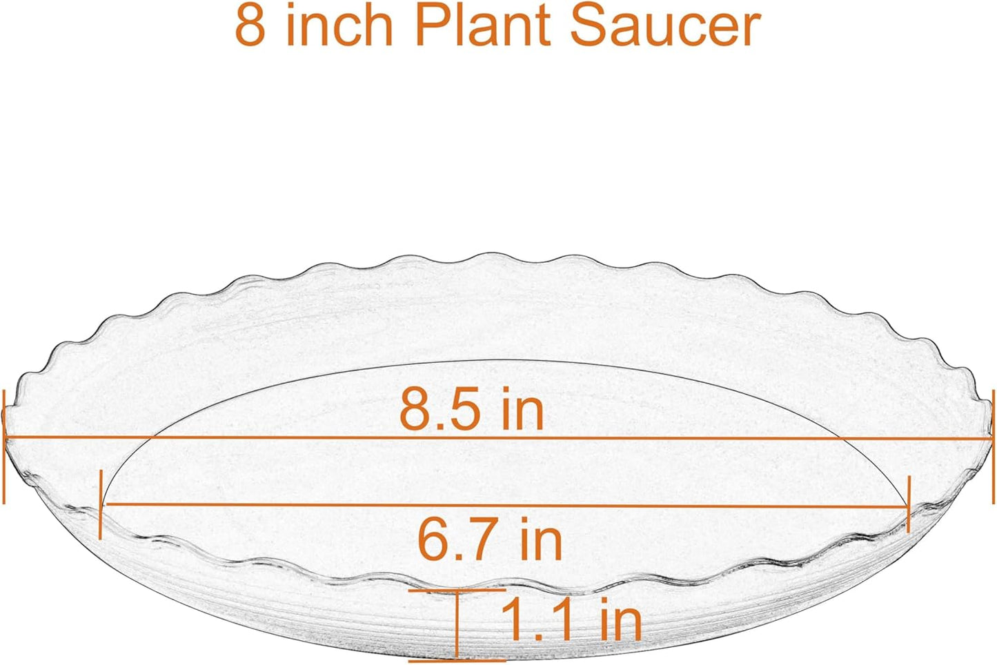 6 Pack Plant Saucer 8 inch, Heavy Duty Plastic Plant Water Tray, Planter Saucers, Flower Pot Tray Water Trays for Plant Pots (Black)