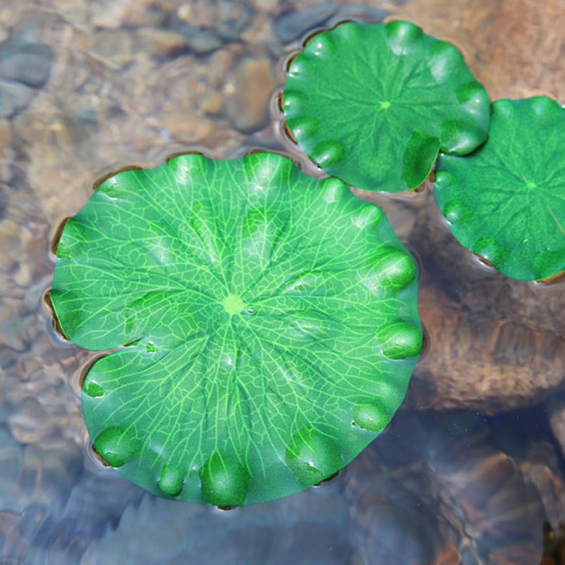 Superdream Artificial Realistic Lily Pads Floating Scenery Lotus Pods for Pool Decoration Aquarium Fish Pond Water Decorative (Pack of 6)