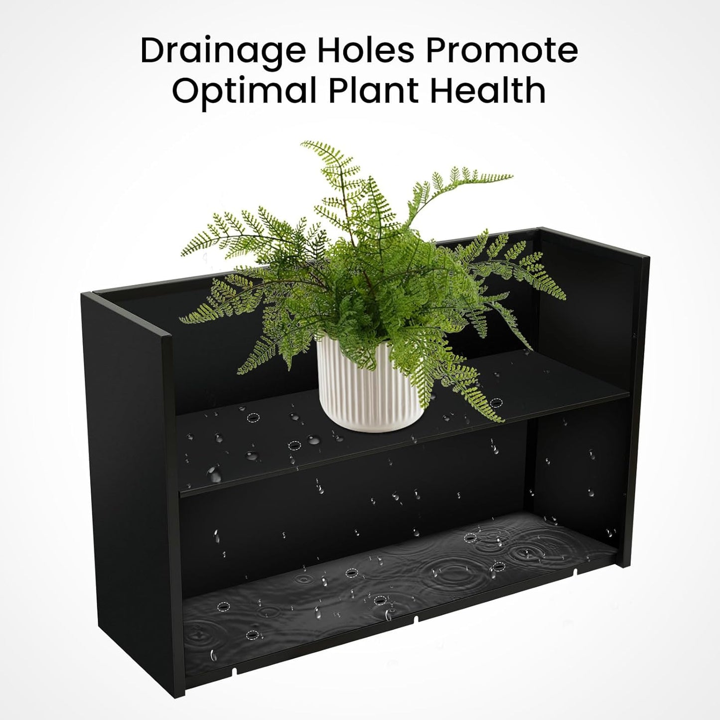 Adjustable Metal Planter Box 38” x 12” x 30”, Steel Garden Box with Smart Drainage, Heavy-Duty Plant Container Powder-Coated Steel - Perfect for Garden, Patio & Balcony Decor