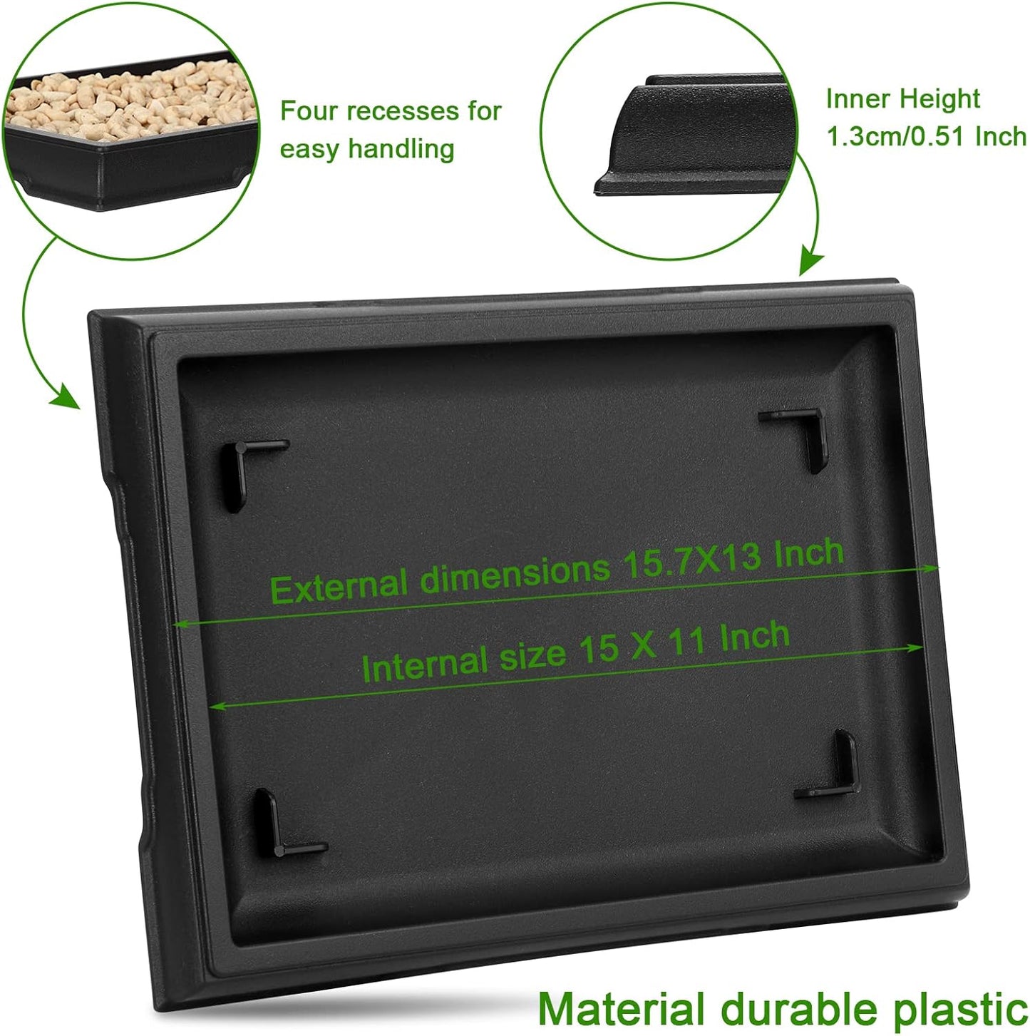 Pinkunn 2 Pcs Bonsai Humidity Tray Drip Tray Plastic Plant Water Catcher Plant Saucers for Indoors and Outdoors Cactus,Succulents,Bonsai Tree,Stone Not Included (15.7 x 13 Inch)