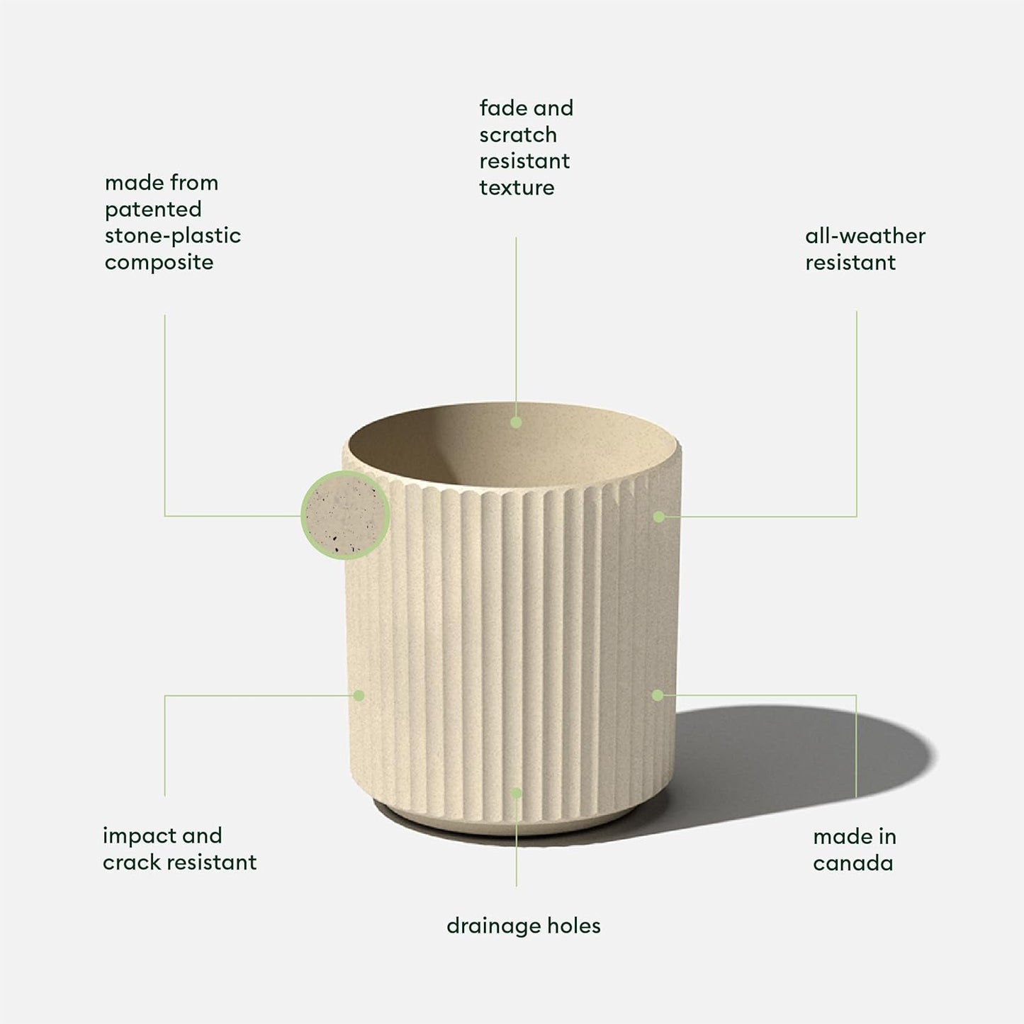 Veradek Demi Series Round Planter for Porch, Patio, Backyard | Durable Plastic-Concrete Material | Modern Décor for Tall Plants, Flowers
