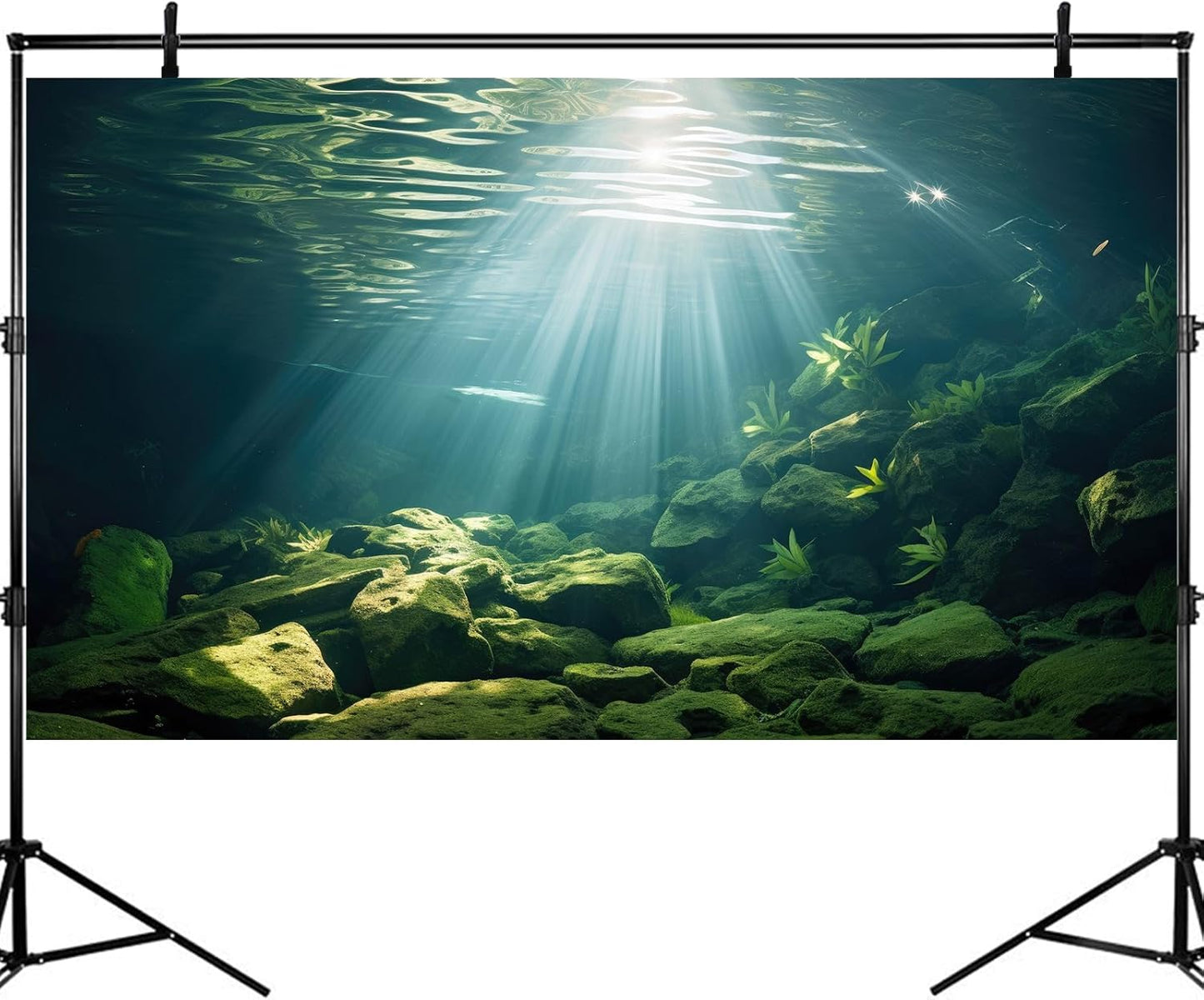 Under The Sea Aquarium Background Aquatic Plants Deep Sea Fish Tank Background Underwater Sunray Rock Terrarium Backgrounds Deep Ocean Floor Tropical Fish Tank Backgrounds 30x12in