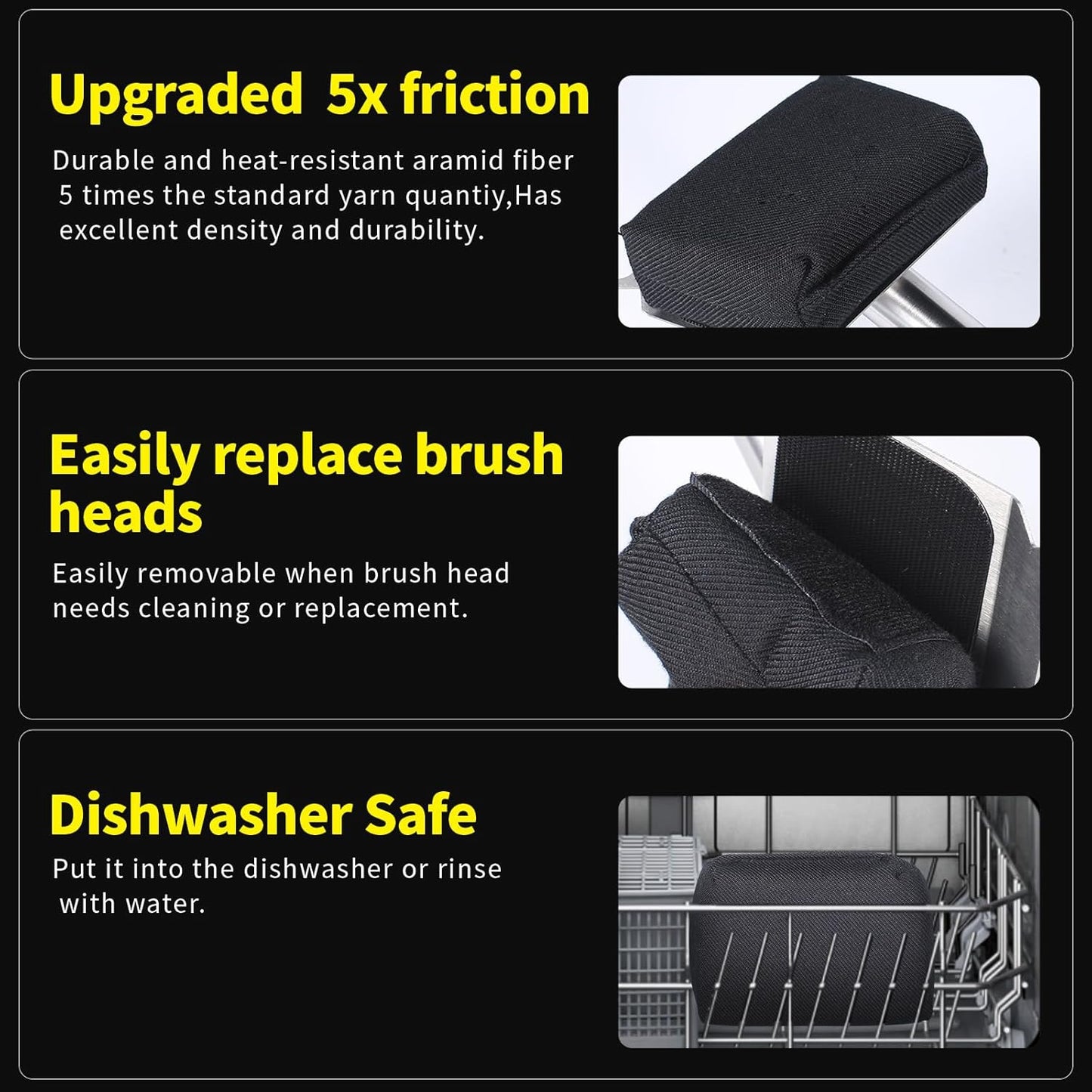 Grill Brush Bristle Free,(Only Replaceable Cleaning Head No Grill Brush)-Black