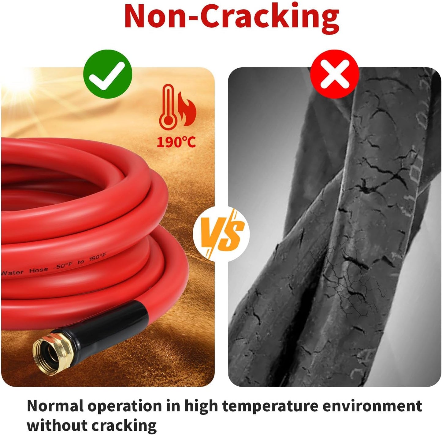 Garden Hose 150ft x 3/4” Hot Water Hose, Heavy Duty -50°F to 190°F,Burst 600Psi Flexible Upgraded Rubber Hoses,3/4” Solid Fittings for All-weather Outdoor Lawn & Garden