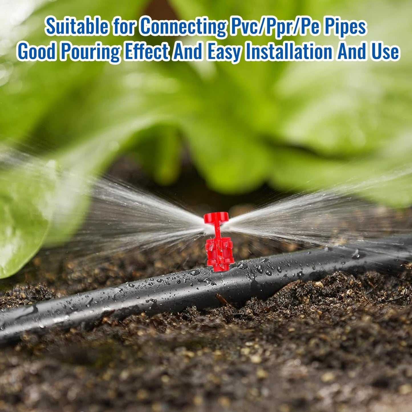 180Pcs 90/180/360 Degrees Drip Irrigation Emitters, 3 Color Heads Irrigation Misting Sprinkler, Refraction Micro Sprayer Applicable for Lawn Watering System