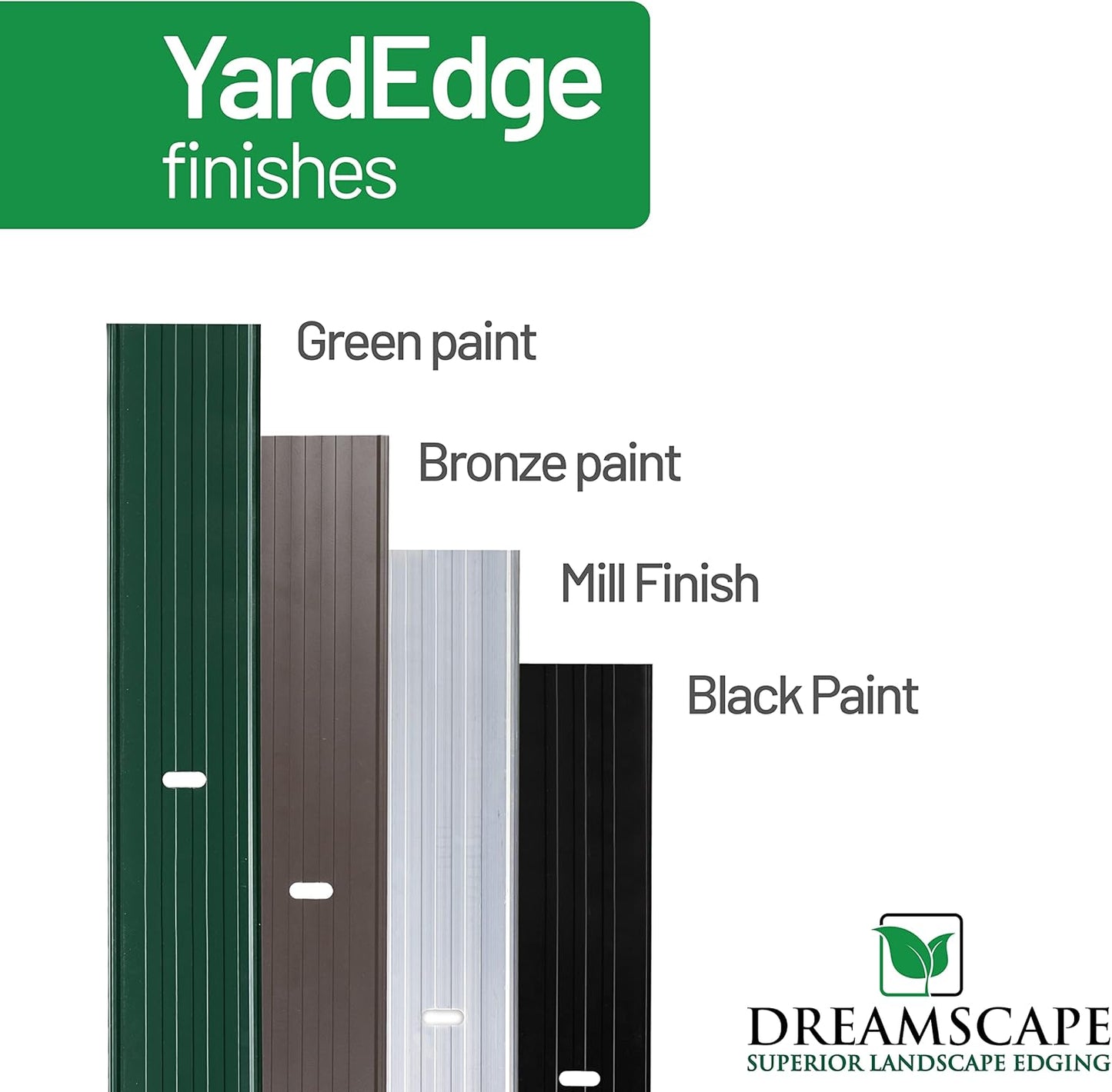 Dreamscape YardEdge Aluminum Landscape Edging - 8 Strips, 6ft Each (48ft Total), Green Duraflex Paint - Professional Quality Landscaping Border, Metal Divider for Lawn, Garden, Flowerbed