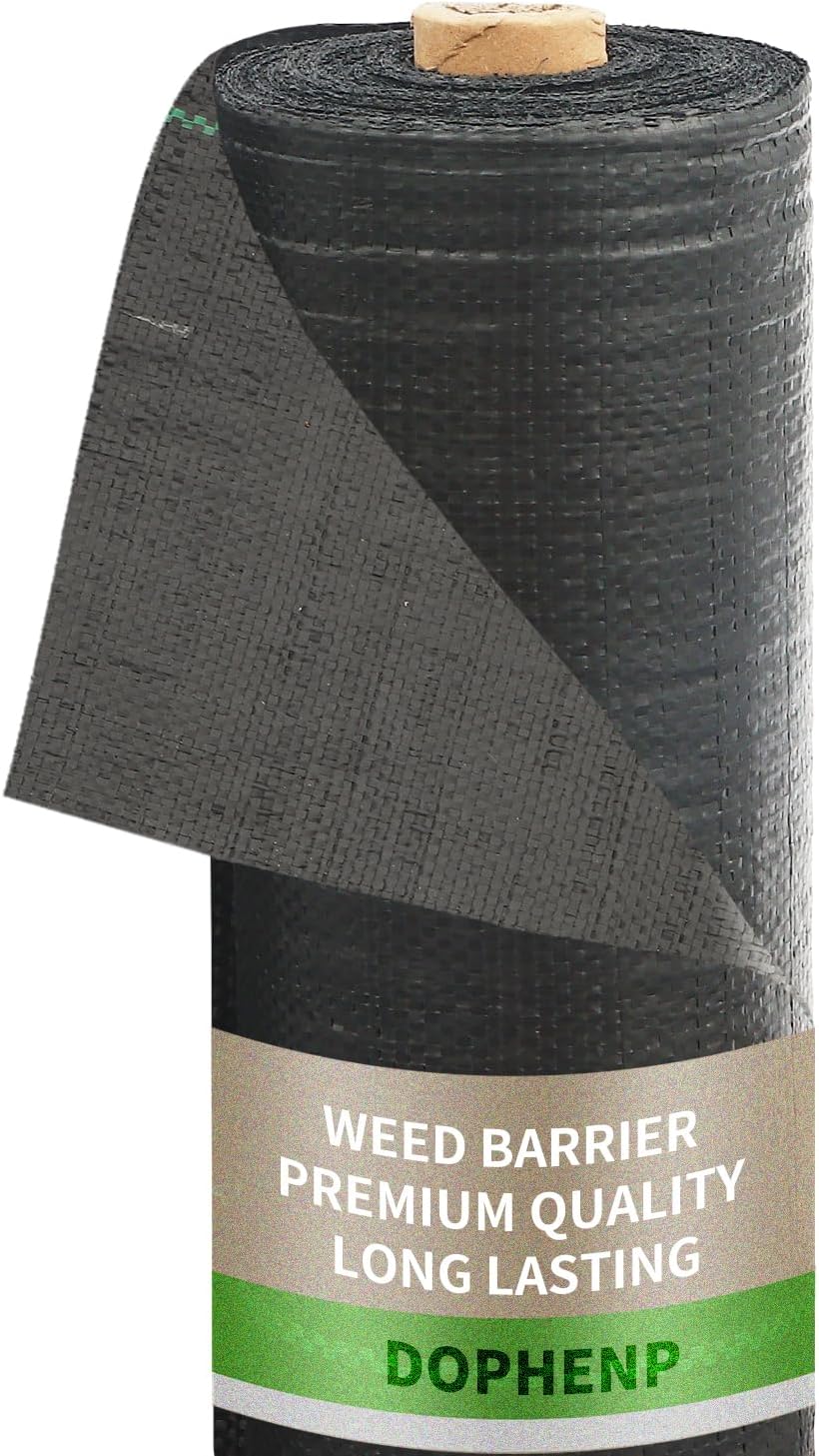 3x100ft 3.2OZ, Weed Barrier Landscape Fabric Heavy Duty, Woven Weed Control Fabric, High Permeability Good for Flower Bed, Geotextile Fabric Underlayment, Driveway (3ft*100ft)