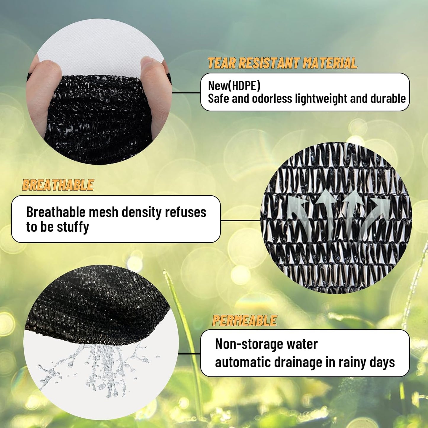 Cool Area 40% 10x20ft Sunblock Shade Cloth Cover Mesh UV Resistant Net for Garden Flower Plant Greenhouse, Black
