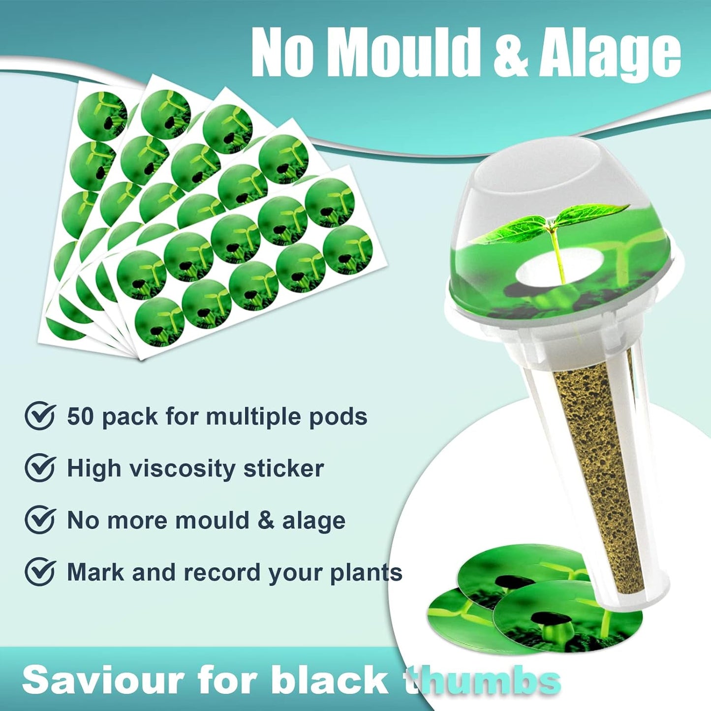 124 pcs Seed Pod Kit for Aerogarden, Grow Anything Kit for Indoor Hydroponics Garden, Hydroponics Supplies with 50 Grow Sponges, 50 Pod Labels, 12 Baskets, 12 Planting Domes