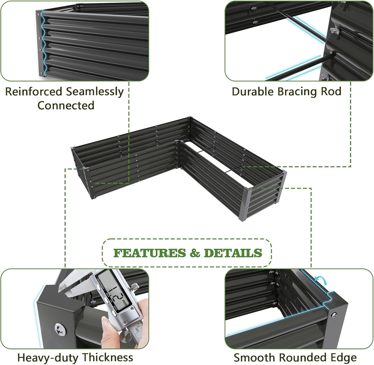 A ANLEOLIFE 8-Pack 70x60x18 in & 74x74x18 in Deep Root Galvanized Raised Garden Beds Outdoor for Planting Vegetables Flowers Herb, Quartz Grey
