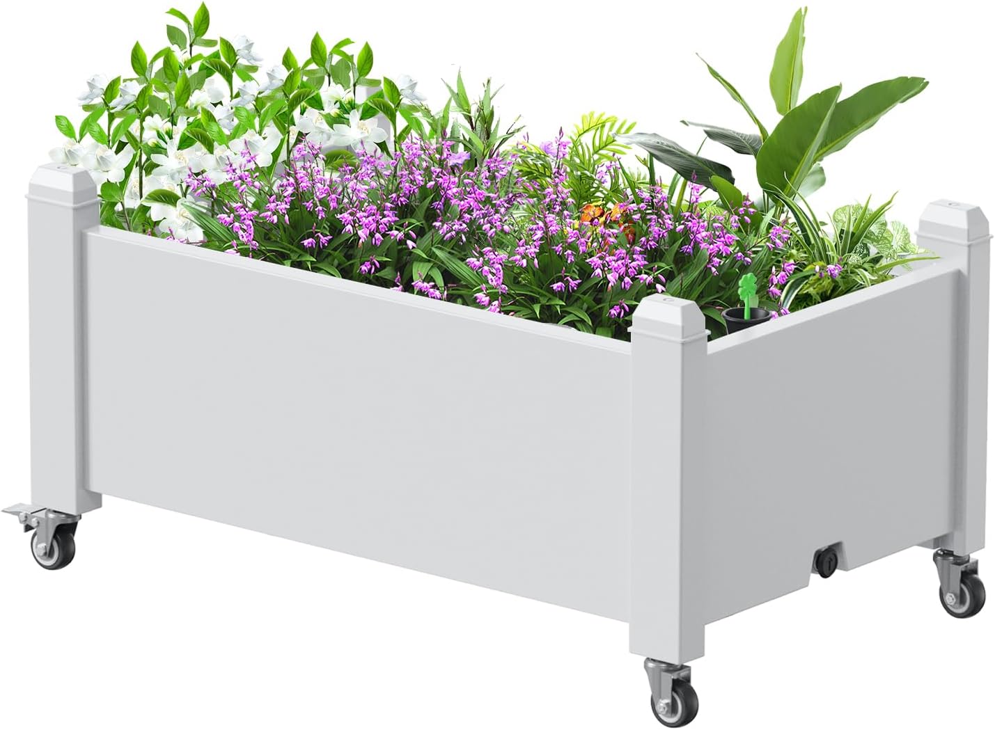 Elevated Raised Garden Bed with Legs,Outdoor Large Resin Patio Planter Box Stand Divisible with Drain Plug,Water Monitor for Plants Vegetables Flowers Fruits(Ashen)