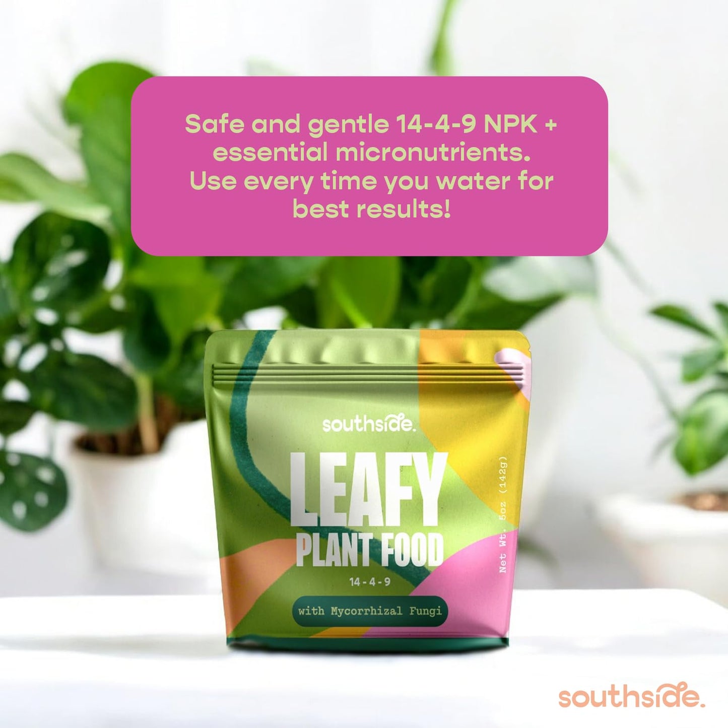 Leafy Plant Food with Mycorrhizal Fungi for Indoor Potted Plants - Makes 200 liters of Gentle Houseplant Fertilizer with Complete Nutrition