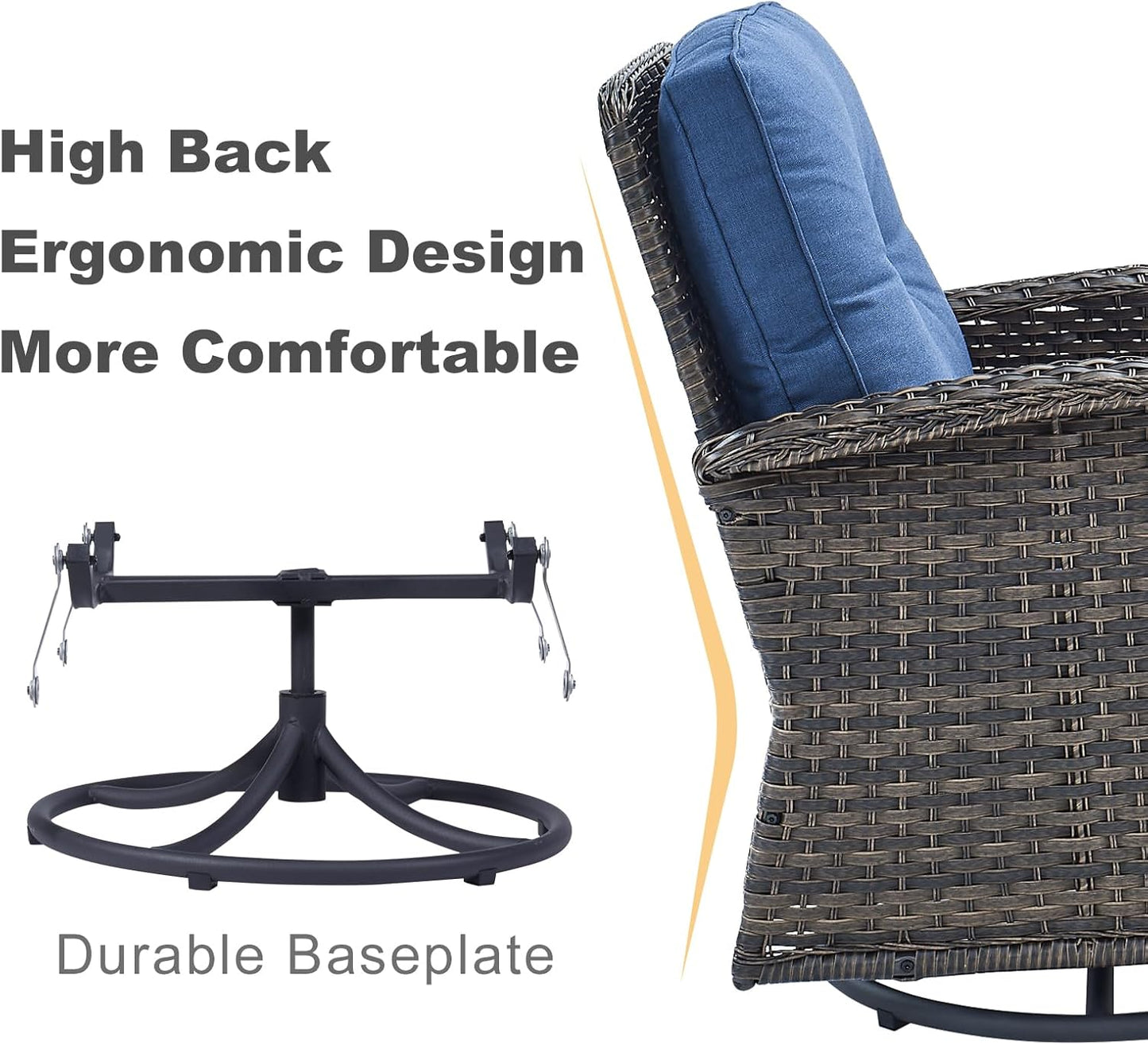 HUMMUH 7-Piece Outdoor Patio Furniture PE Wicker Patio Conversation Set,High Back Patio Couch with Coffee Tables Outdoor Chairs for Backyard,Porch,Deck