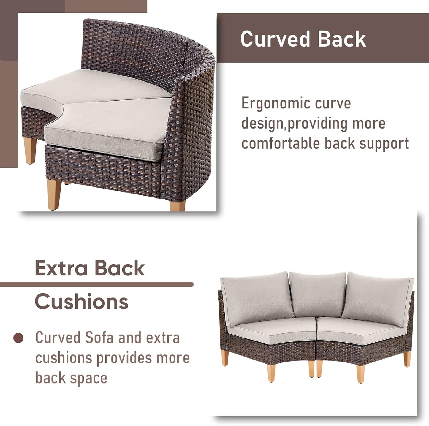 HUMMUH Patio Furniture Set,5 Pieces Outdoor Sectional Chairs with Ottomans,All Weather PE Wicker Patio Conversation Sets for Garden Porch Backyard