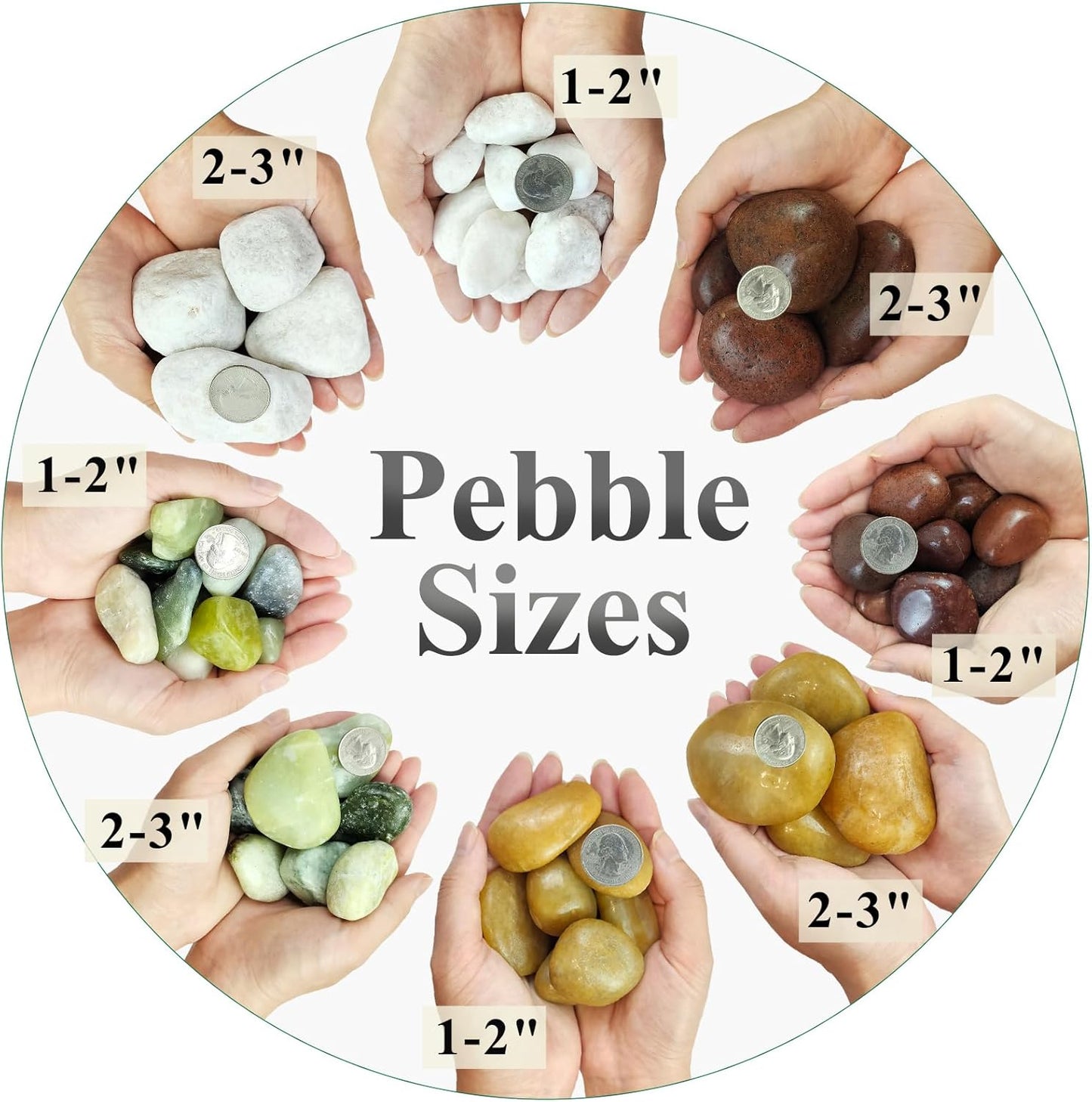5 lbs Green River Rocks for Plants, 2-3 Inch Large Pebbles for Indoor Plants, Decorative Stones Rocks for Succulent, Landscaping, Vases, Crafting and Garden
