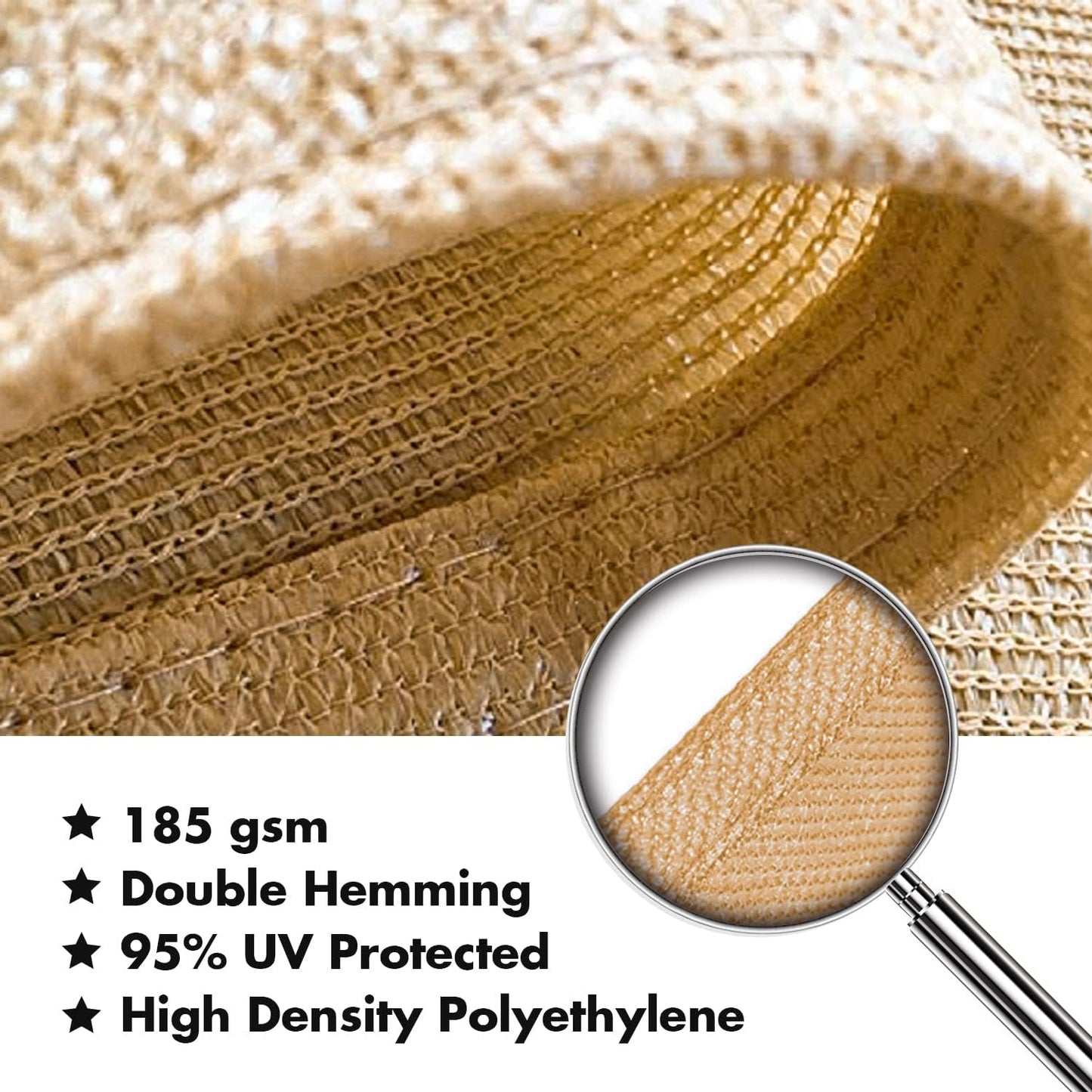 KANAGAWA 7'X8' Sand Custom Size Sun Shade Sail Rectangle UV Block Canopy Cover for Patio Backyard Lawn Garden Outdoor (Customized Available)