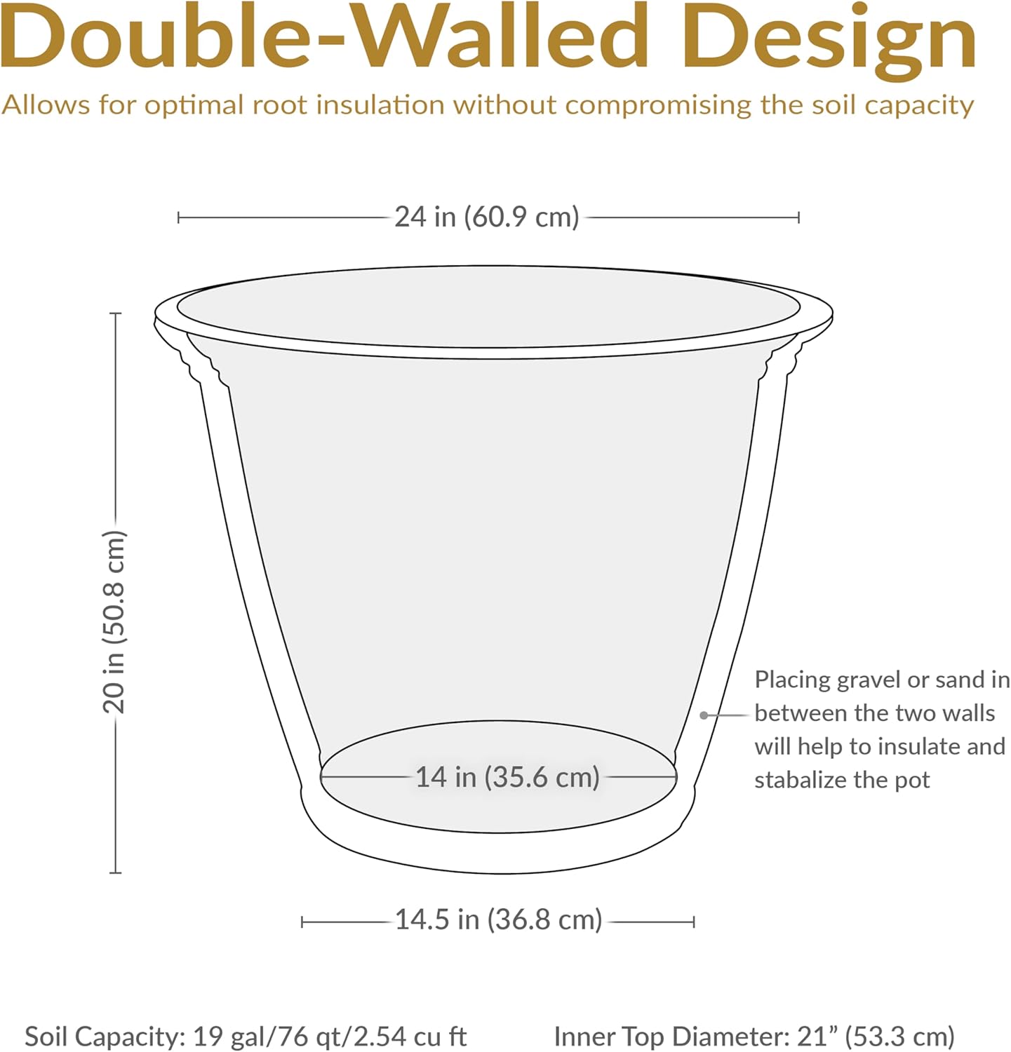 Sunnydaze 24-Inch Anjelica Large Plastic Pot for Plants - Outdoor Polyresin Round Planter with Drillable Drainage Holes - Beige - 4pk