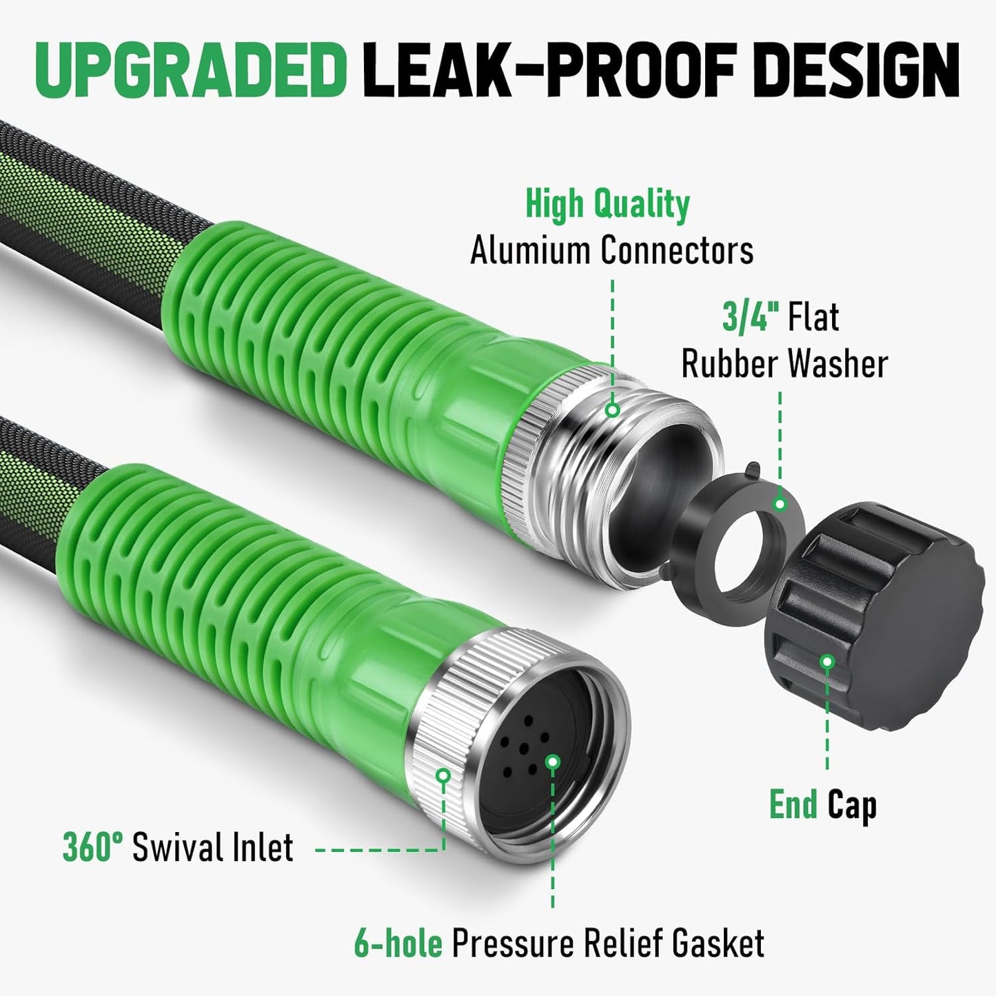 Flat Soaker Hose 10FT for Garden and Lawns, 80% Water-Saving Drip Irrigation Hose with Anodized Aluminum Ends, Flexible Leakproof Double Layer Gardening Hoses ﻿