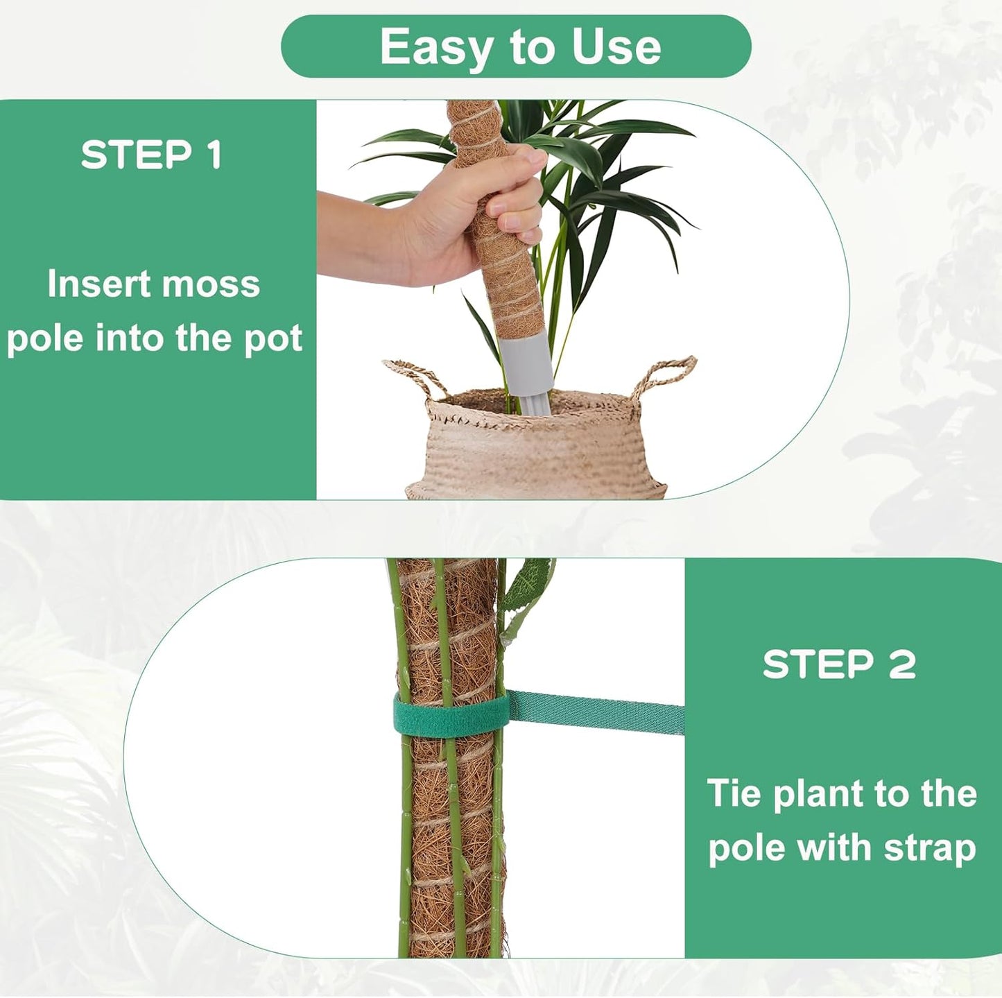 2 Pack Moss Pole, 40 Inch Monstera Plant Support, Moss Poles for Climbing Plants Indoor DIY, Coco Coir Plant Pole Moss Plant Stick Support Stake Kit for Potted Plants, Pothos, Philodendron