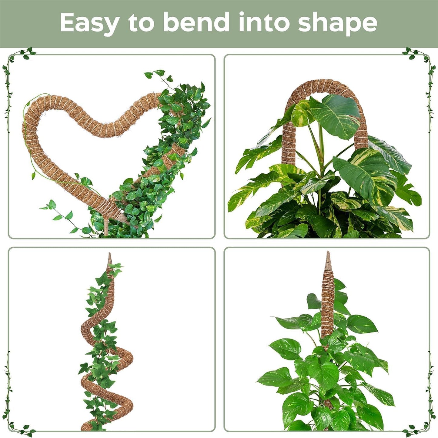 2 Pack 63'' Bendable Moss Pole Monstera Plant Support for Large Climbing Indoor Plants - Stakes for Potted Climbers - Tall Sticks Indoor Trellis for Houseplants - Accessories for Monstera Pot