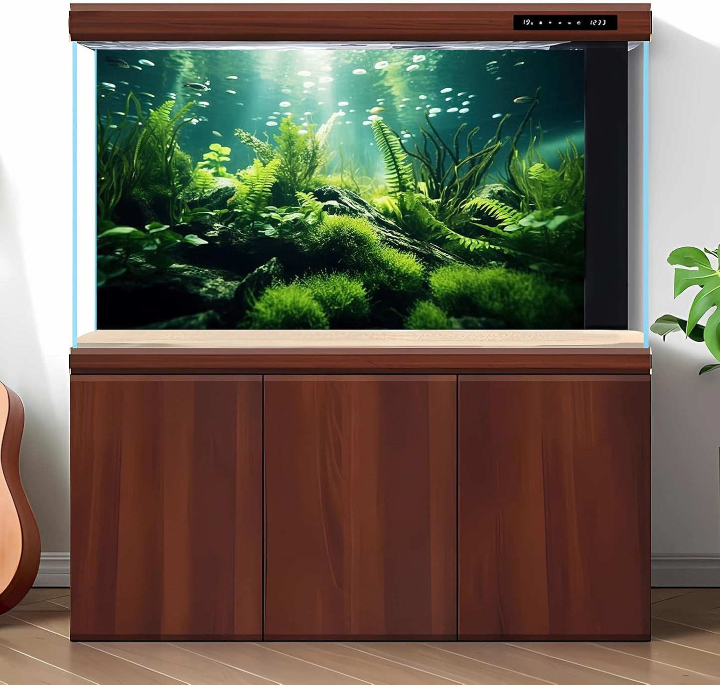 Underwater Fish Tank Background Under The Sea Aquatic Plants Aquarium Background Ocean Floor Rock Terrarium Backgrounds Tropical Fish Green Seaweeds Aquarium Backgrounds for Fish Tank Decor 30x18in