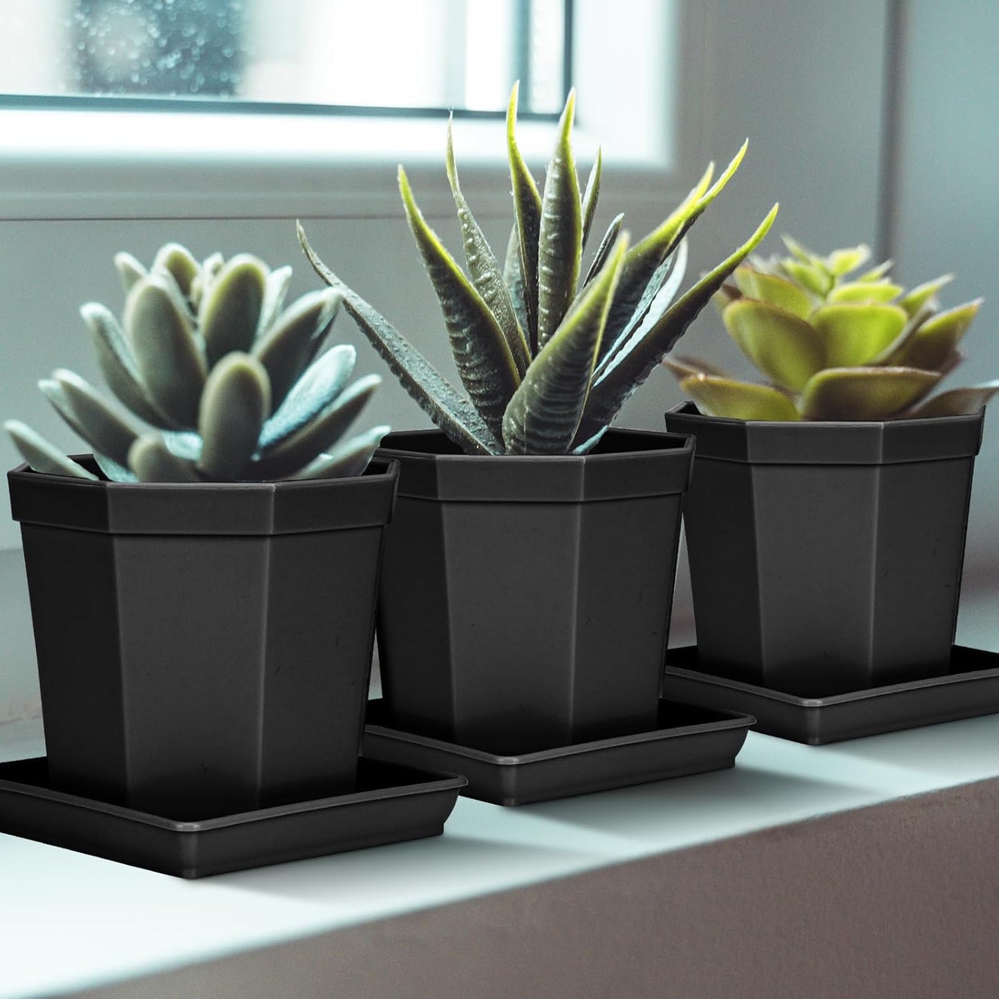 Square Plant Saucer 8 Inch 5 Pack, Heavy Plastic Plant Trays for Pots Pots Base Plant Saucers for Indoors and Outdoors, Pot Saucers for Plants,Garden Plant Water Catcher Tray.
