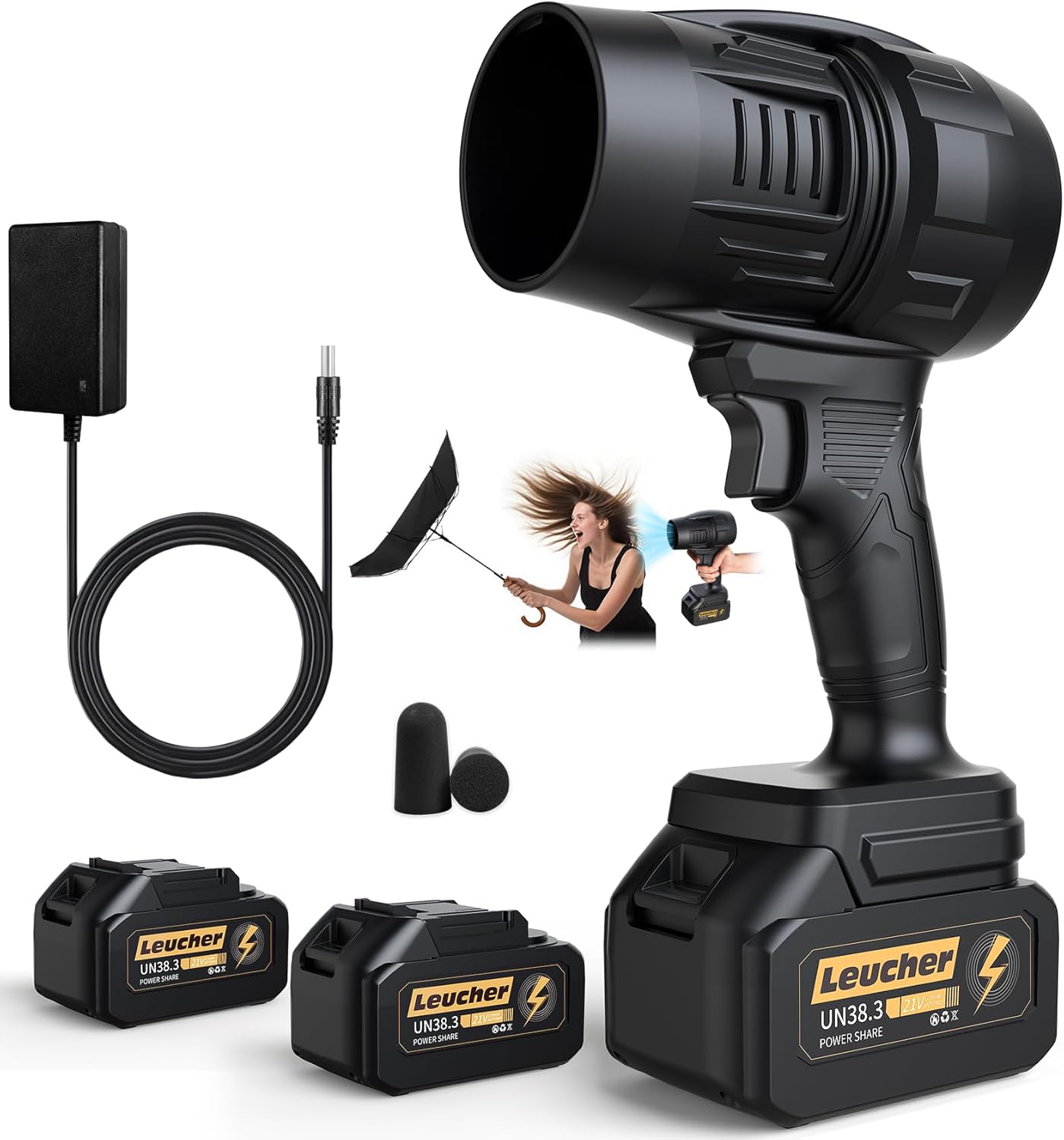 Electric Leaf Blower Cordless with Battery and Charger,300000RPM Air Turbo Jet Blower, Portable Lightweight Handheld Small Blowers for Lawn Care, Patio Cleaning, Blowing Leaves,Dust and Snow,Car Dryer