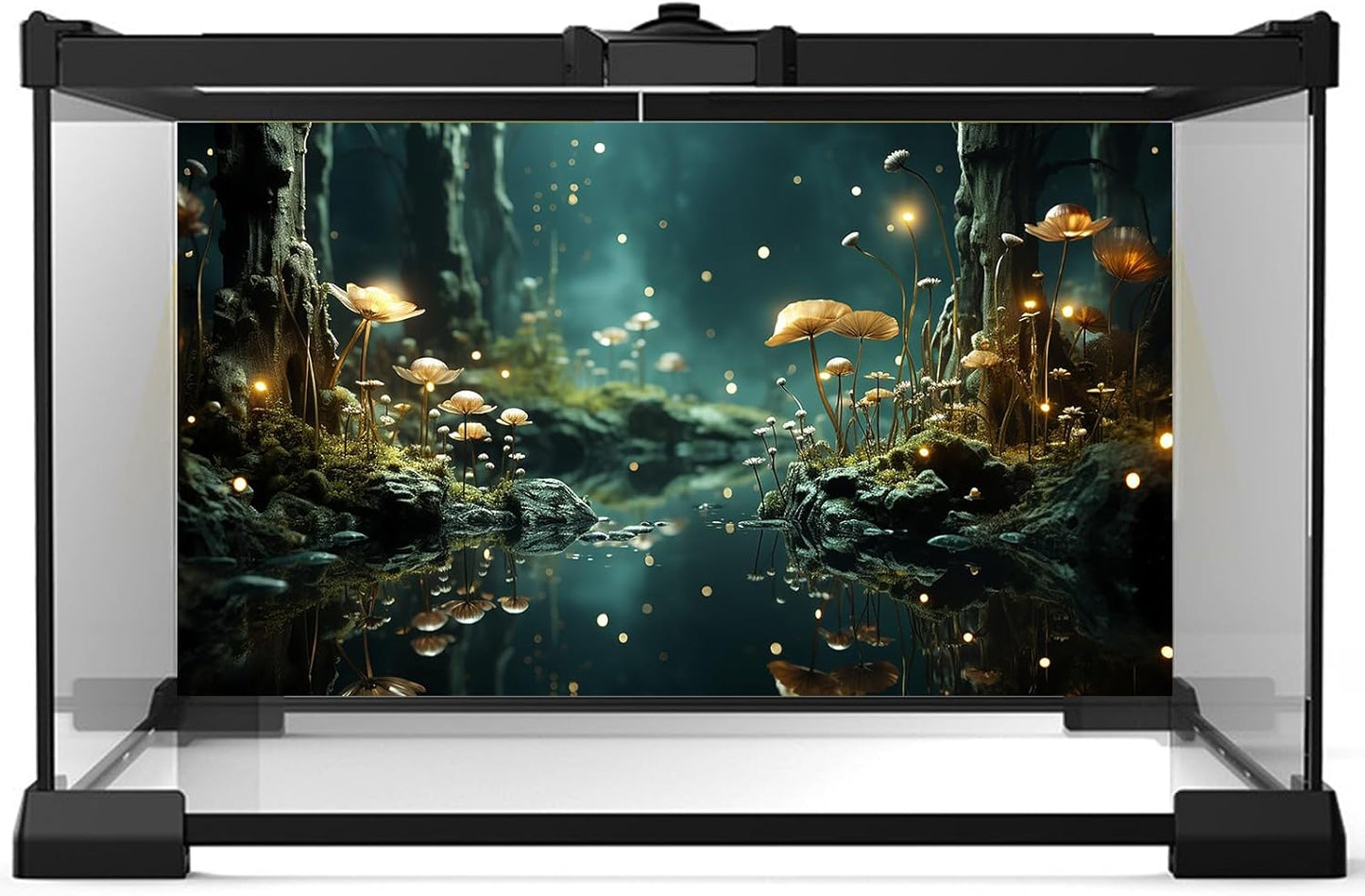 Fantasy Aquarium Background Rock Flowers Tranquil Water Scene Terrarium Backdrop Fantasy Lights Fish Tank Background Reptile Habitat Backdrop Aquarium Poster Wallpaper Decor Vinyl 72x16in