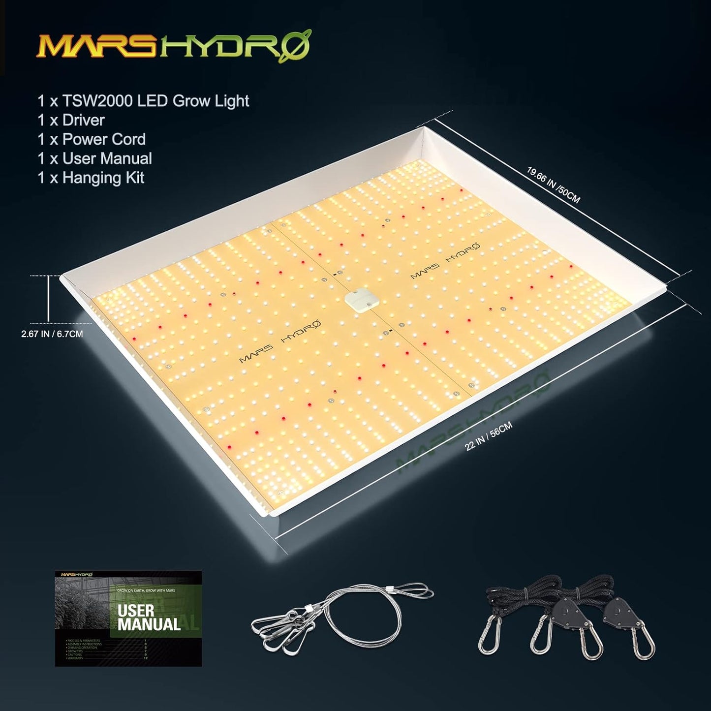 MARS HYDRO TSW2000 Led Grow Light 300 Watt Dimmable Daisy Chain Full Spectrum Growing Lamps for Indoor Plants Seeding Veg Bloom Light for 3x3/4x4ft Coverage