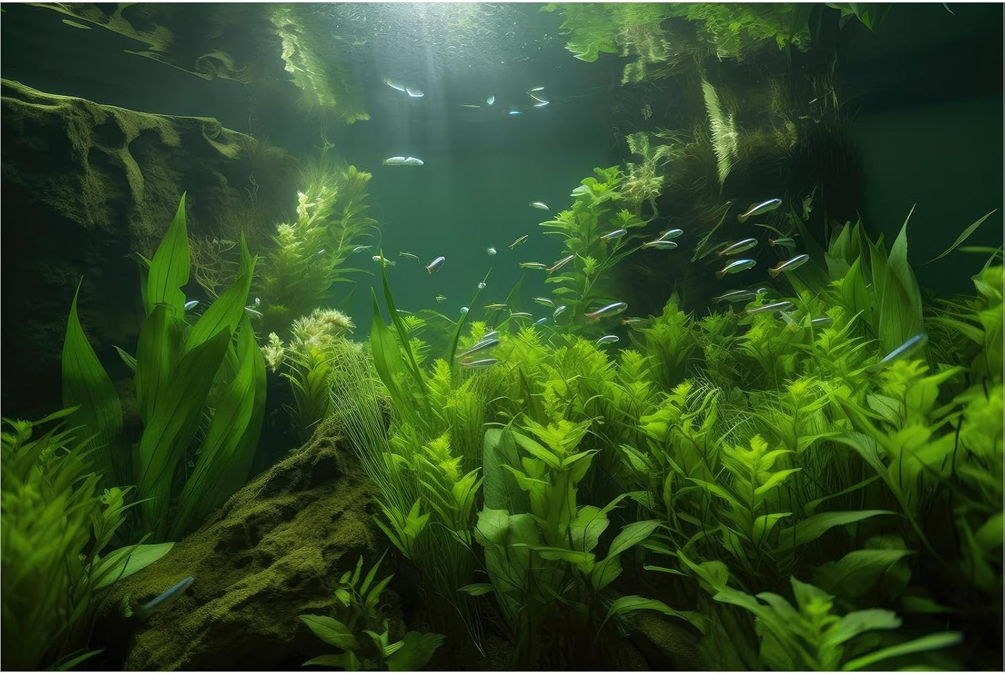 Aquarium Background Lush Aquatic Plants Seagrasses Terrarium Background Redwood Root Moss Tropical Style Green Underwater Plants Fish Tank Background Under The Sea Reptile Tank Backdrop 48x18in